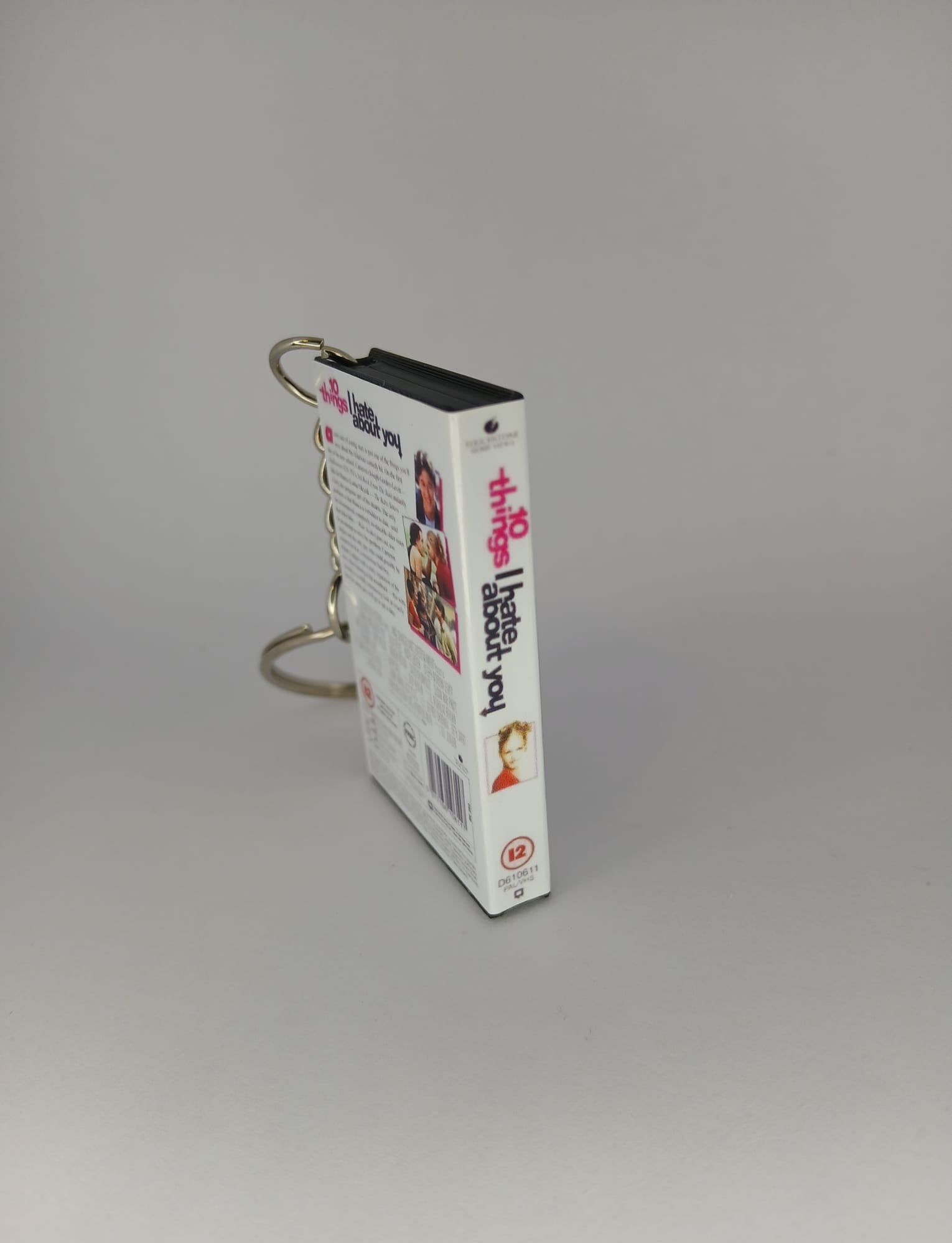 10 Things I Hate About You Mini VHS Keyring – front with coin standing