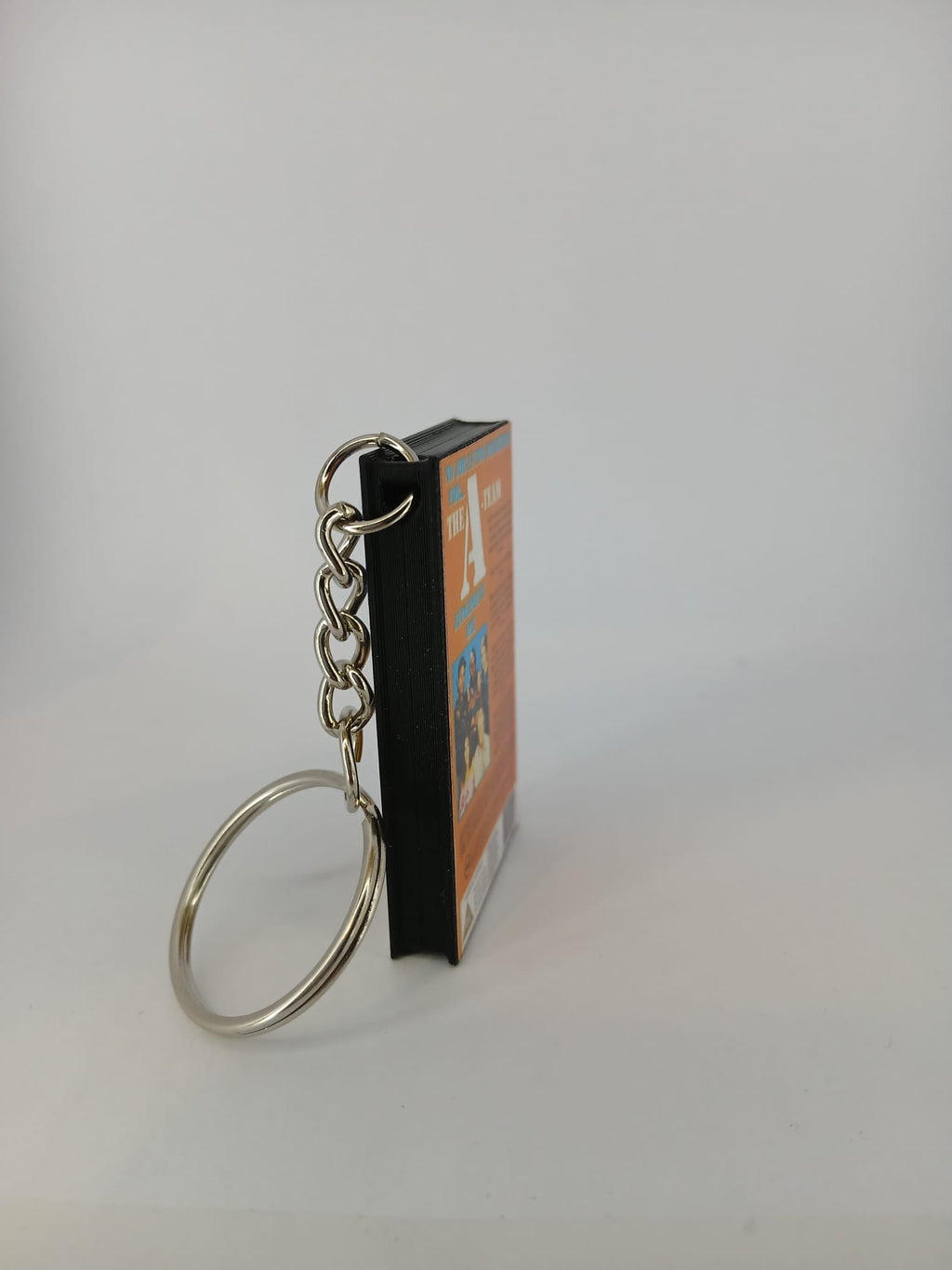 The A-Team VHS keyring — flat lay full wrap overhead