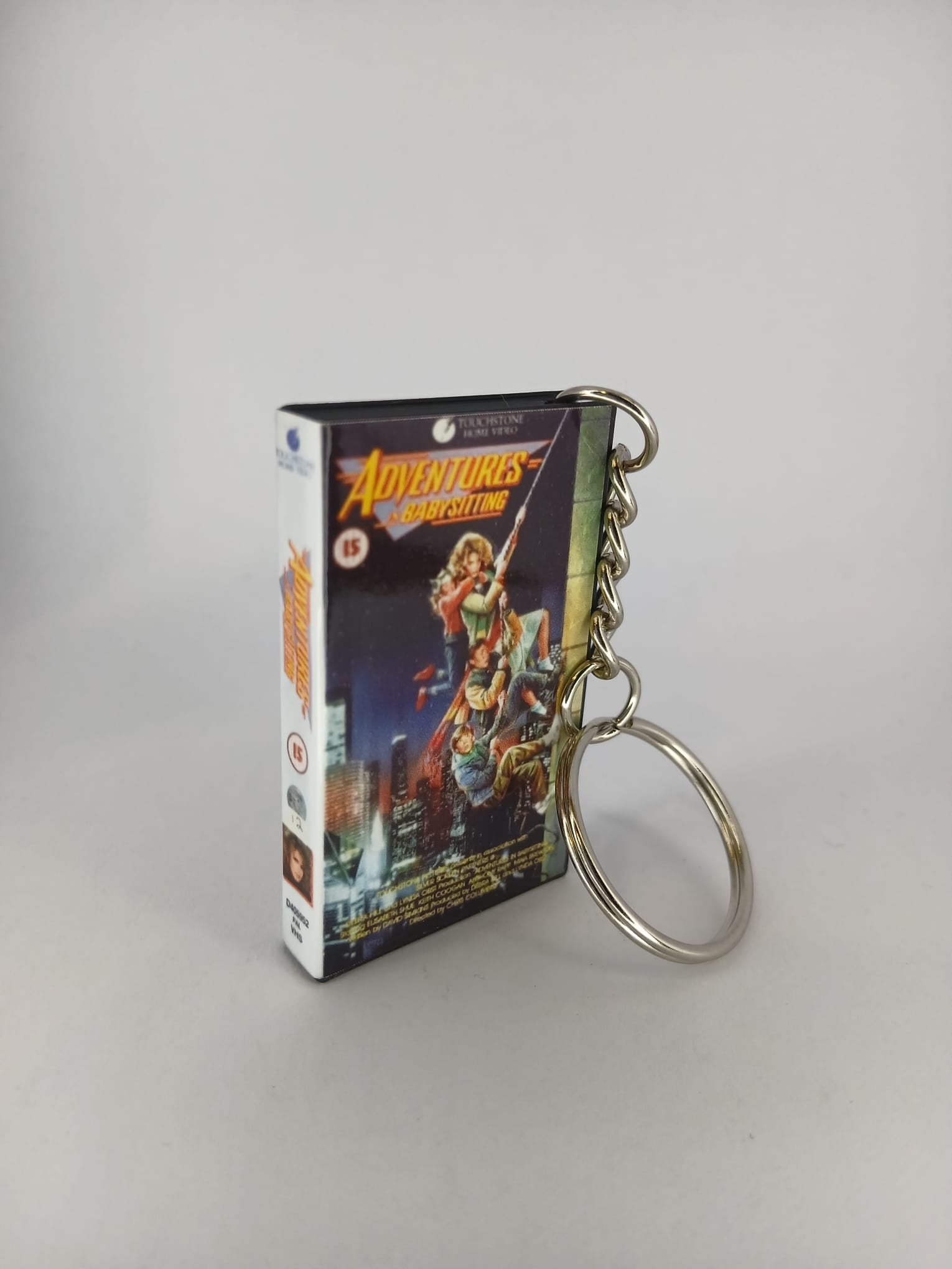 Adventures in Babysitting Mini VHS Keyring – front view standing