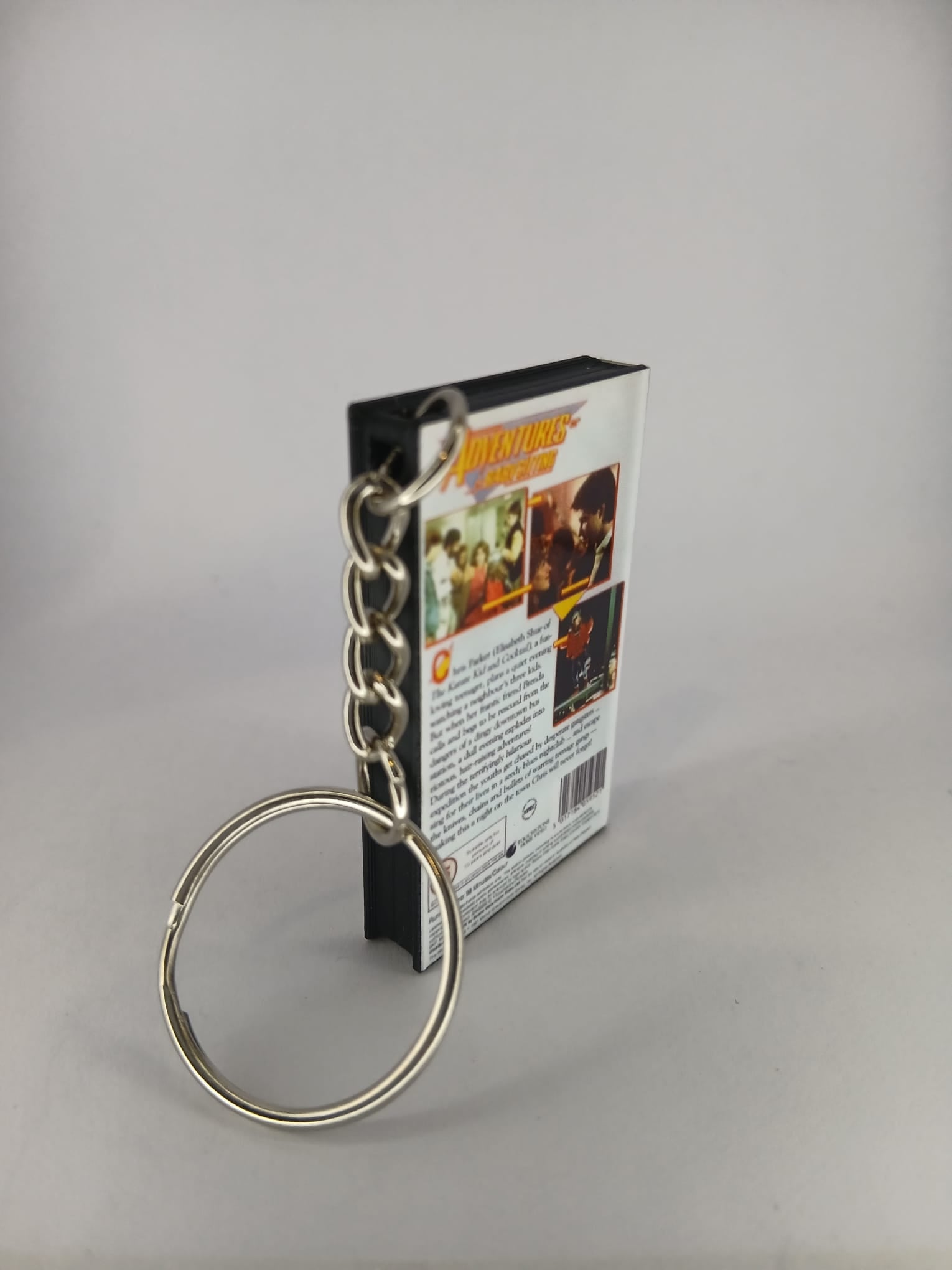 Adventures in Babysitting Mini VHS Keyring – back spine angle