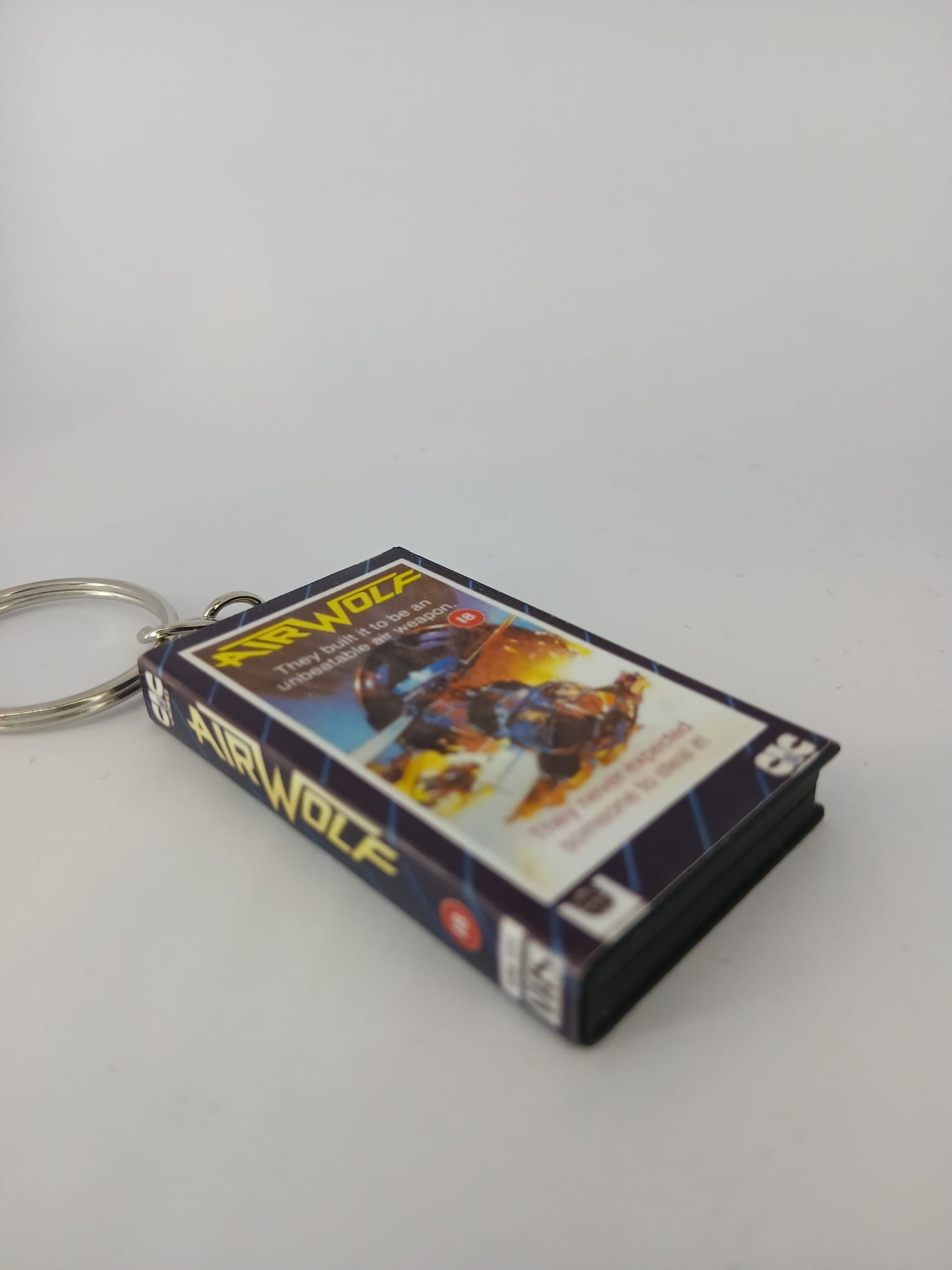 Airwolf VHS keyring — top view