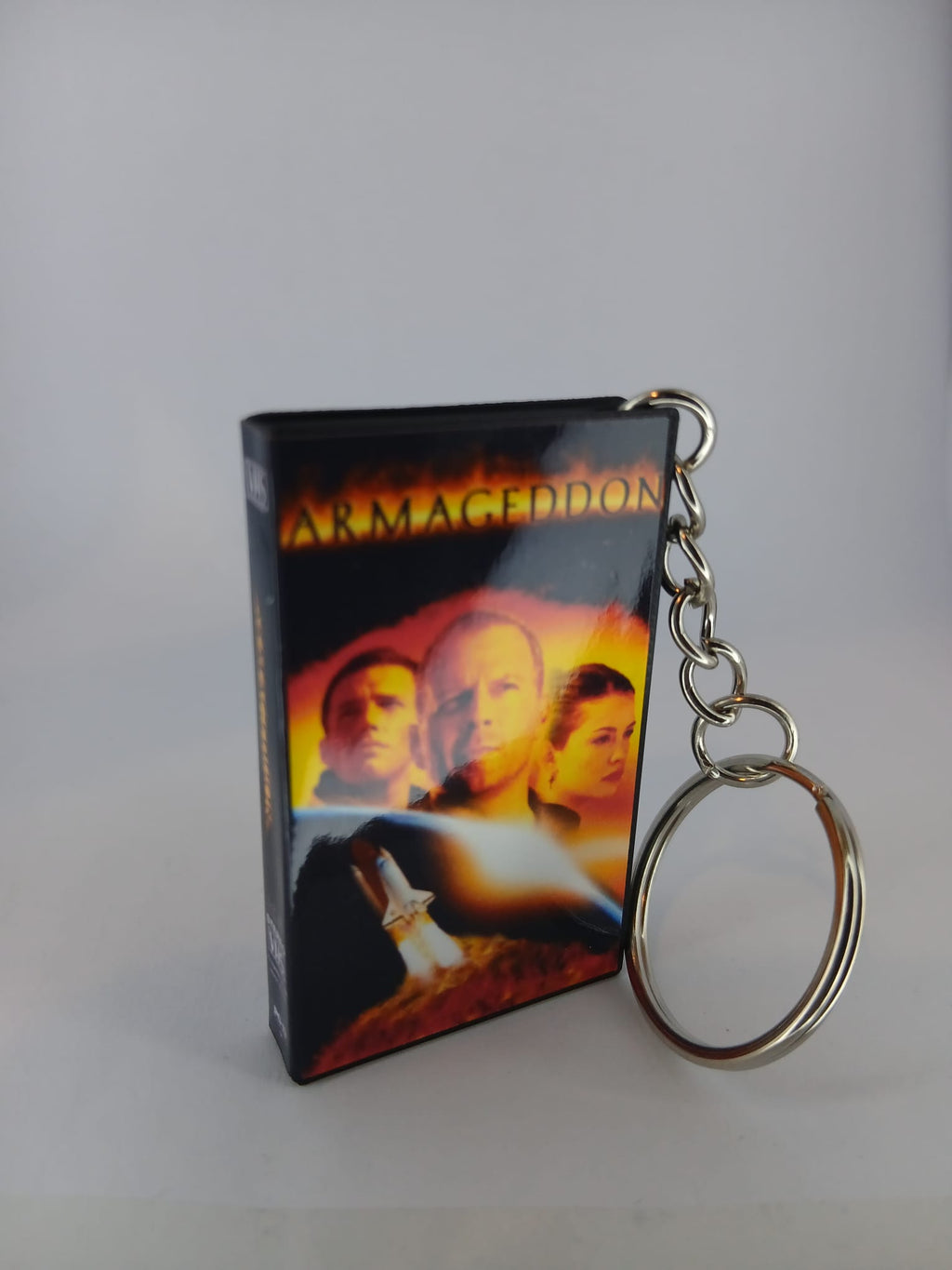 Armageddon VHS keyring — front cover standing