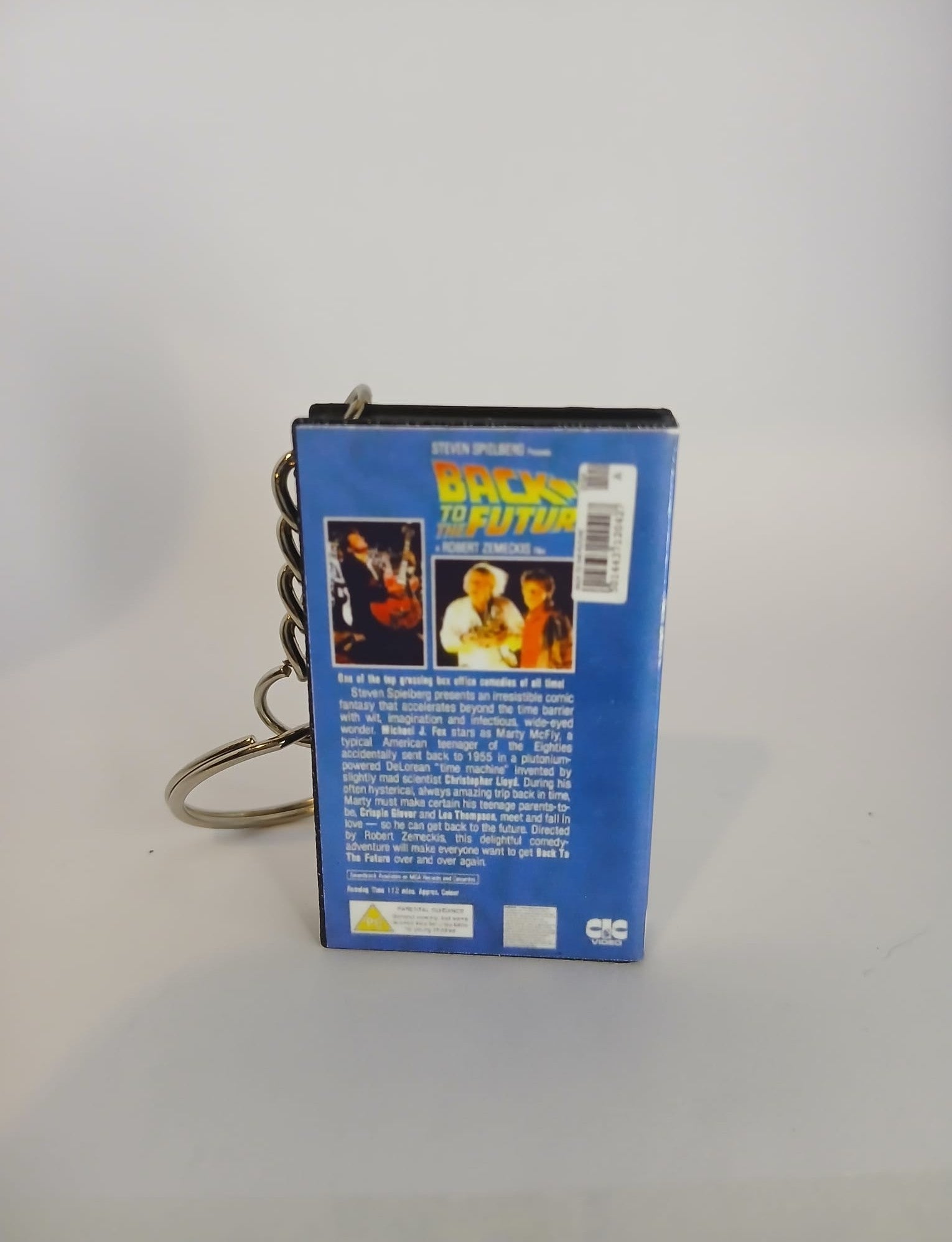 Back to the Future Mini VHS Keyring – spine view standing