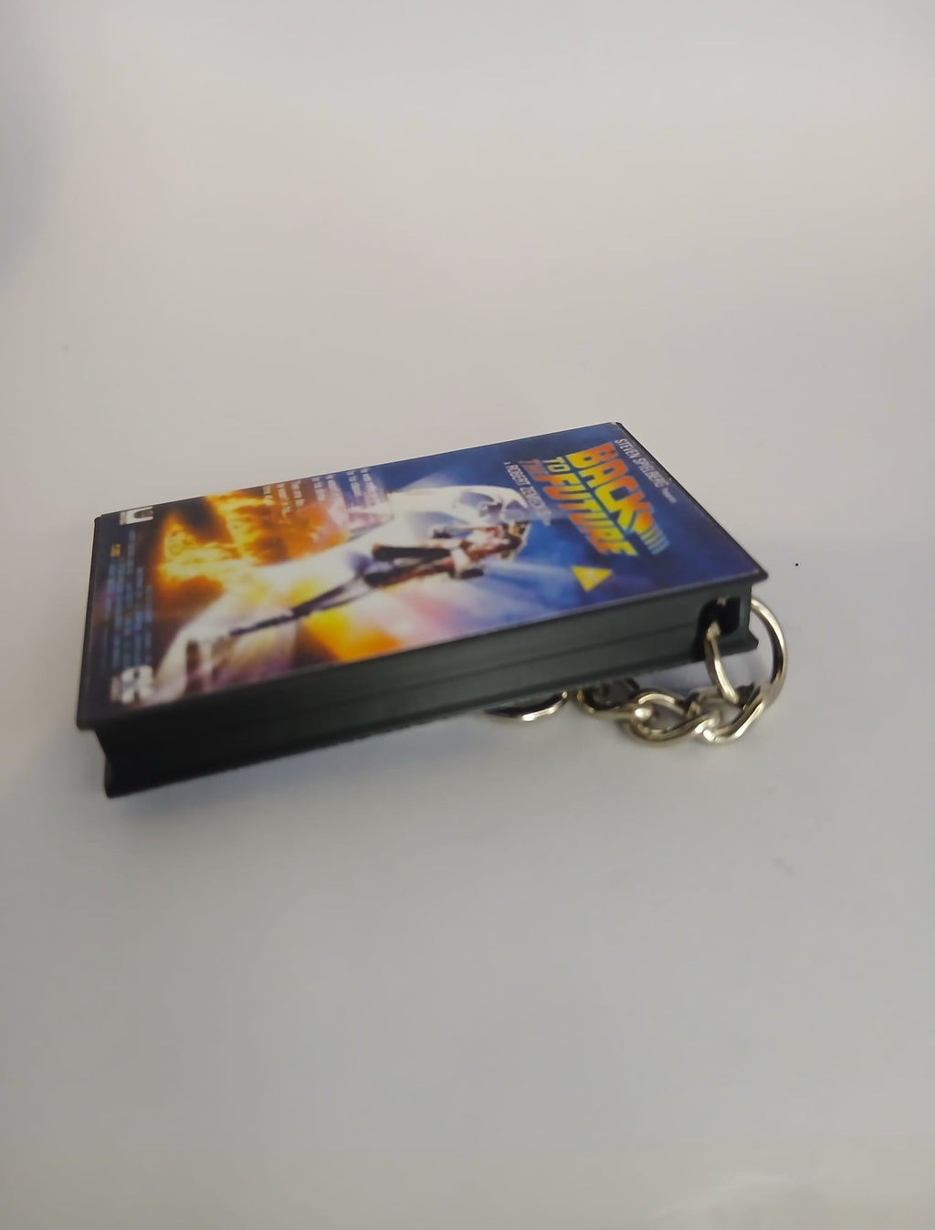 Back to the Future Mini VHS Keyring – back spine angle standing