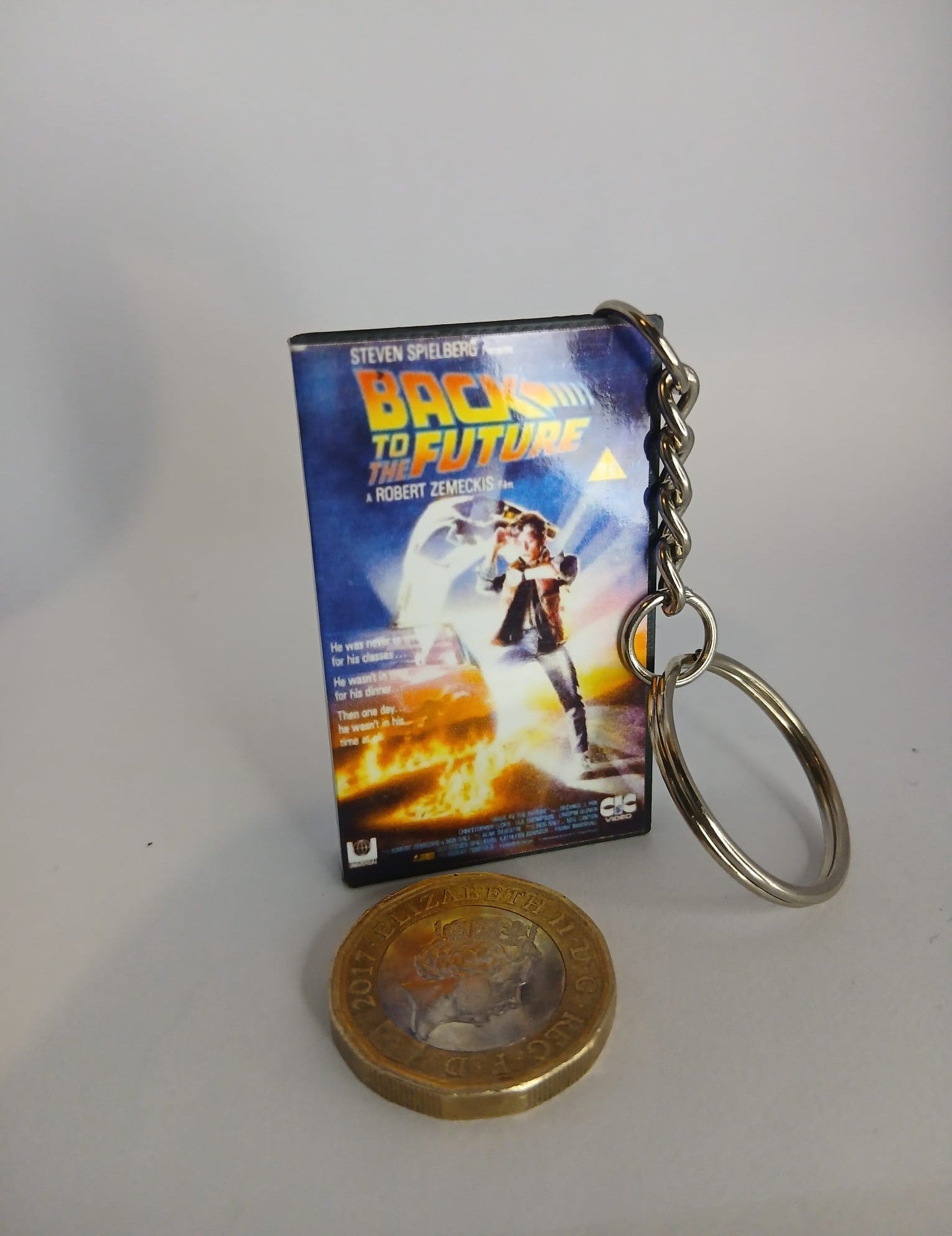 Back to the Future Mini VHS Keyring – back view standing