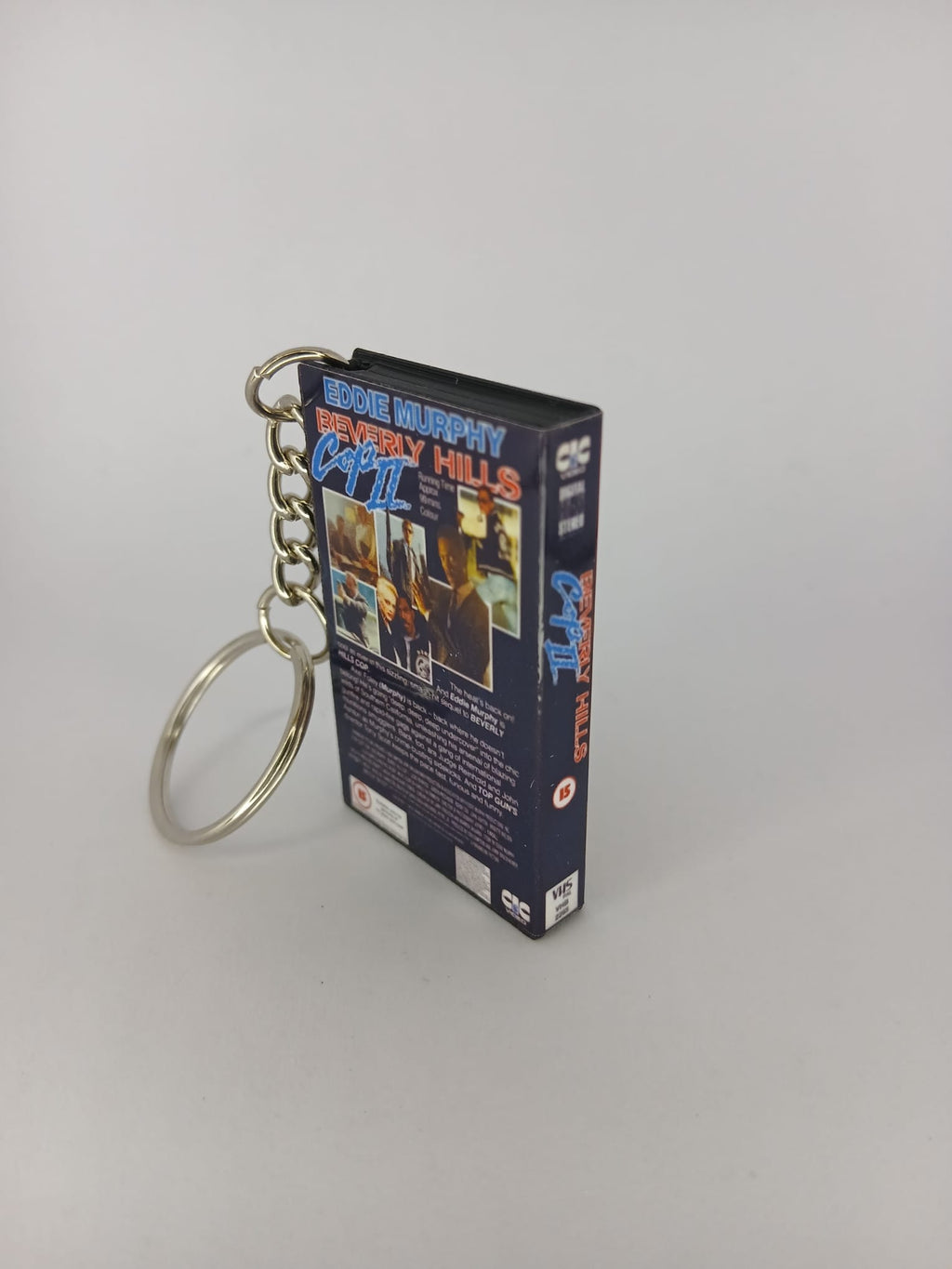 Beverly Hills Cop II Mini VHS Keyring – front spine angle