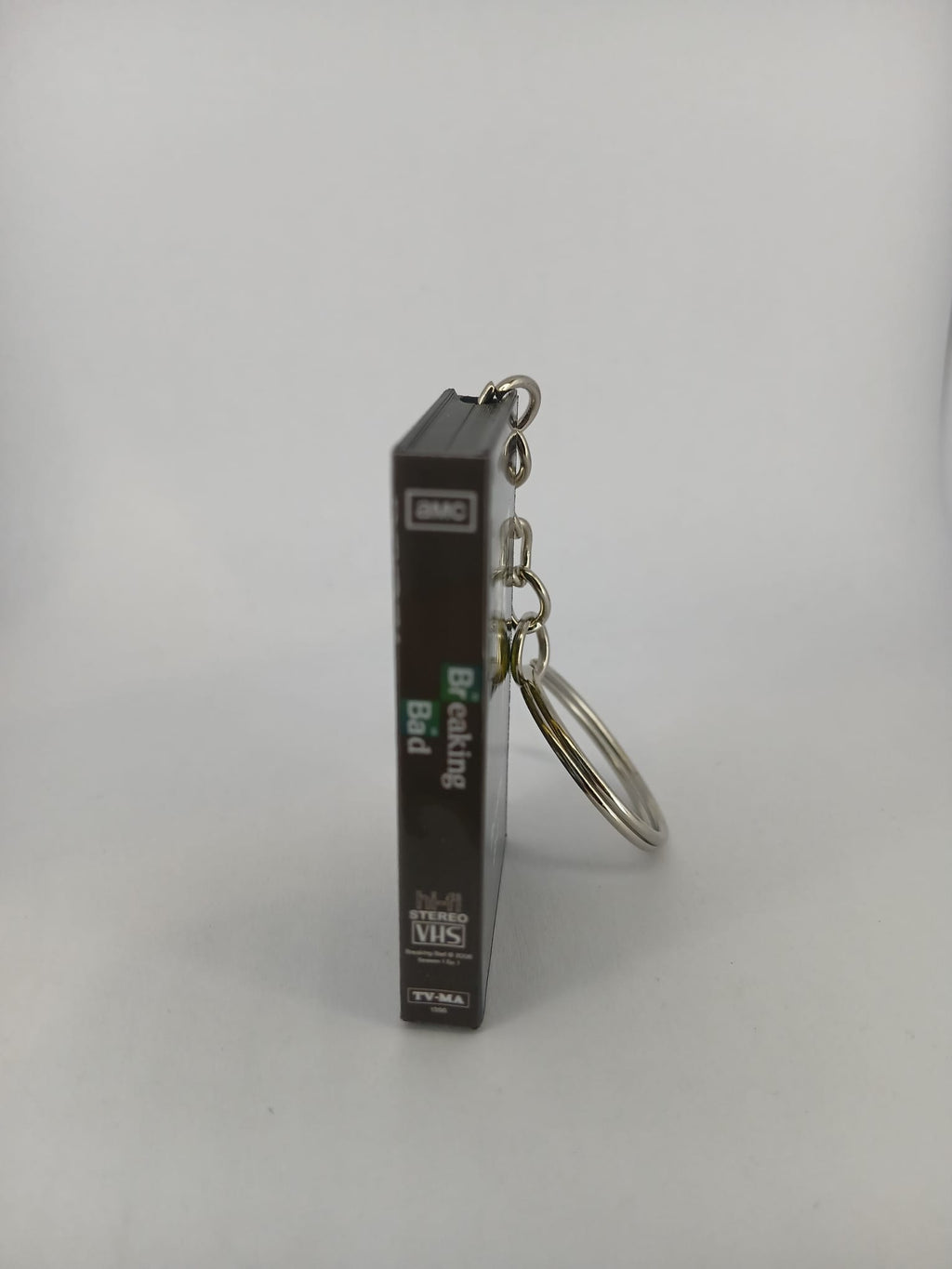 Breaking Bad VHS keyring — back and spine angled view