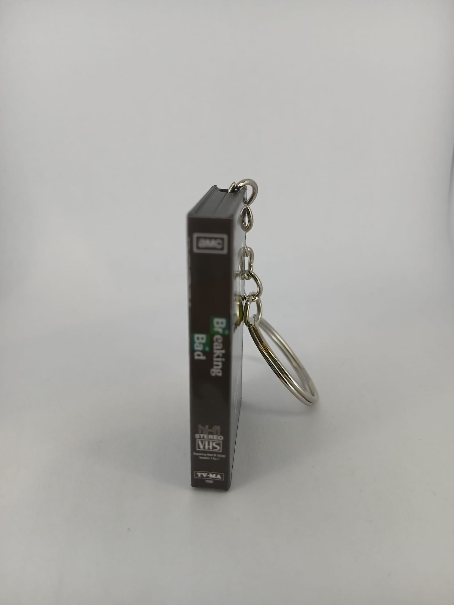 Breaking Bad VHS keyring — back and spine angled view