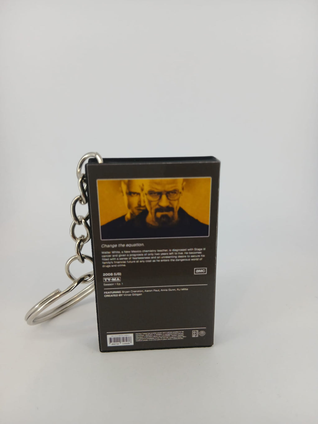 Breaking Bad VHS keyring — front cover flat lay angled 2