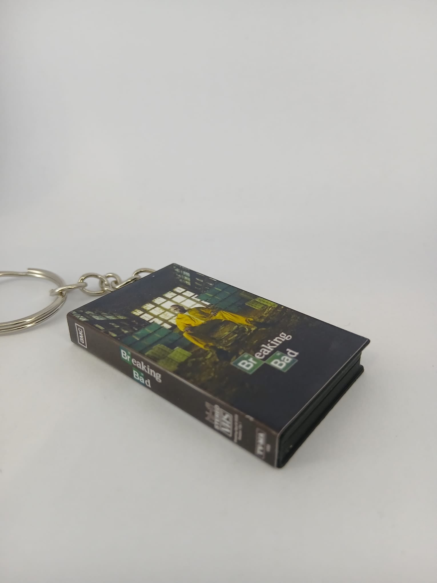 Breaking Bad VHS keyring — front cover flat lay angled 3