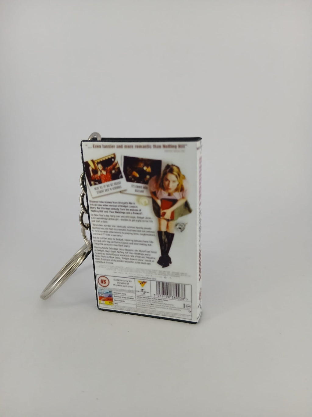 Bridget Jones's Diary VHS keyring — spine view standing