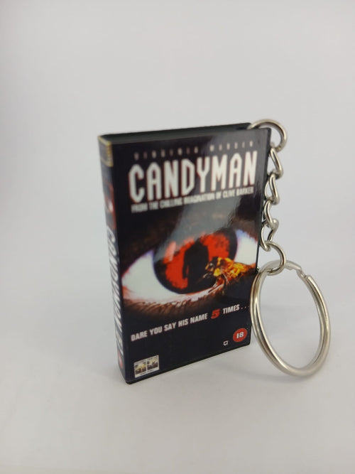 Candyman VHS keyring — front cover standing angled 3