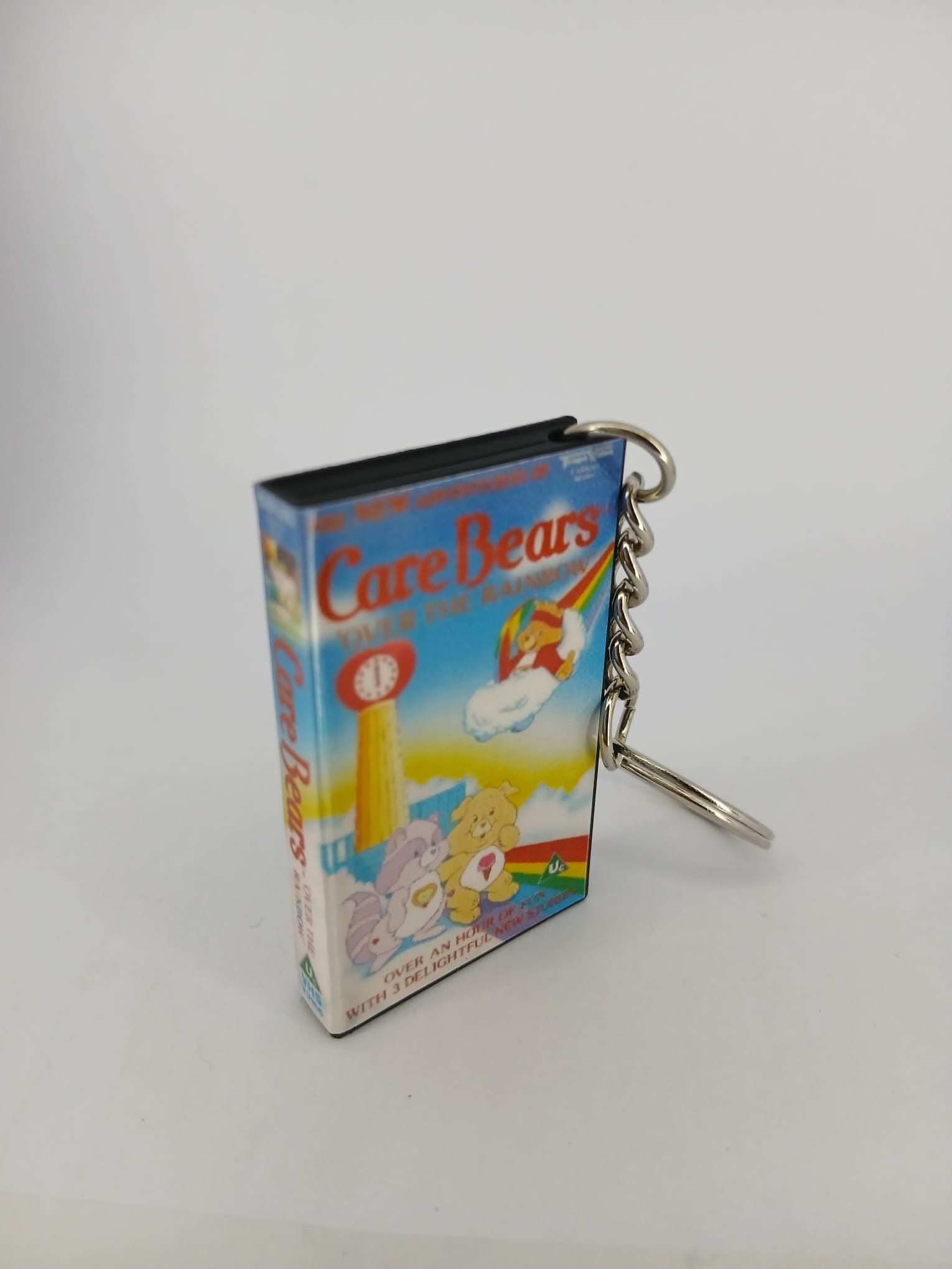 Care Bears VHS keyring — back cover angled view standing