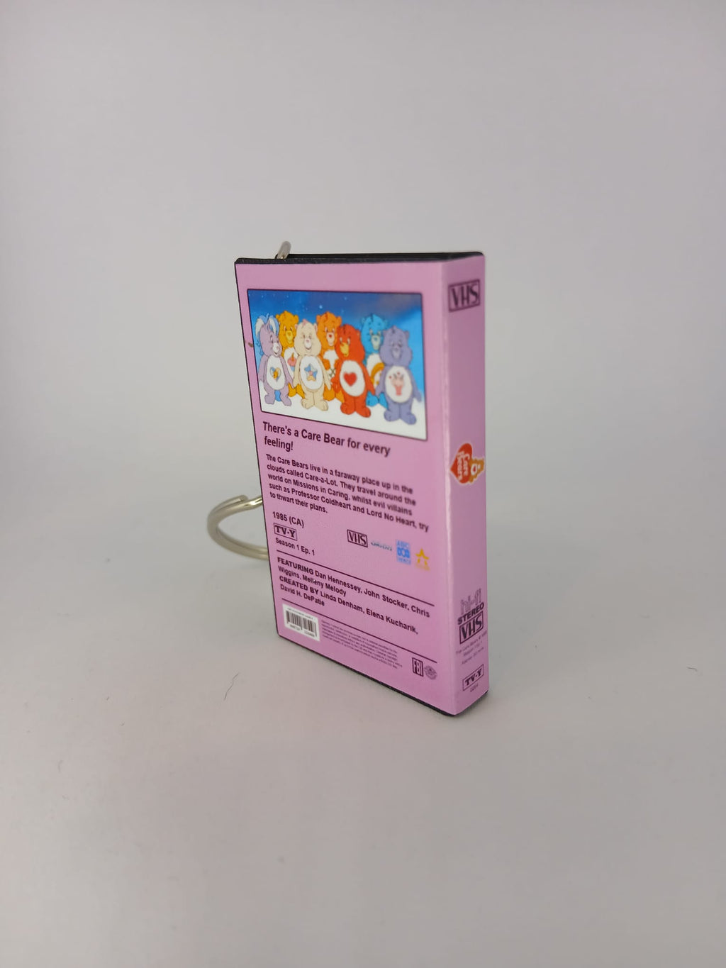Care Bears VHS keyring angle view