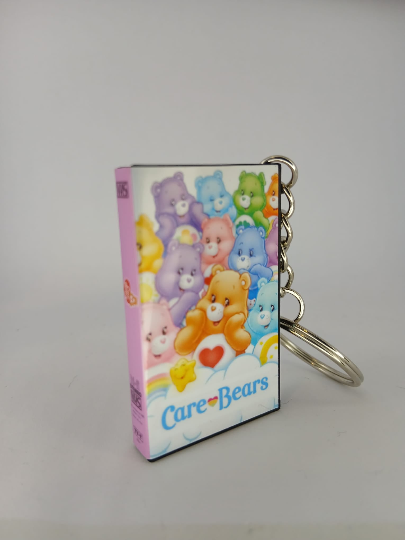 Care Bears VHS keyring standing upright