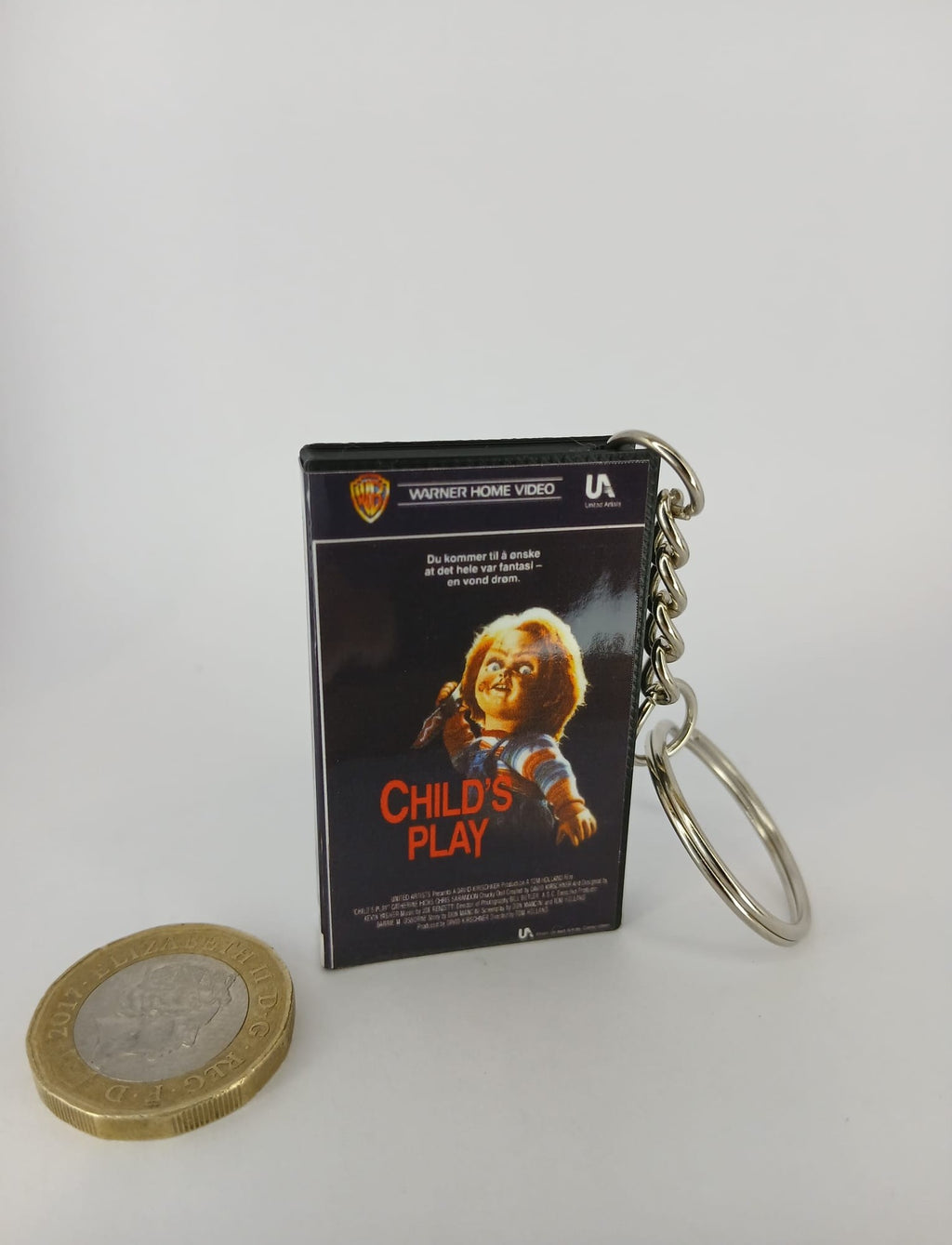 Child's Play Mini VHS Keyring – back spine angle