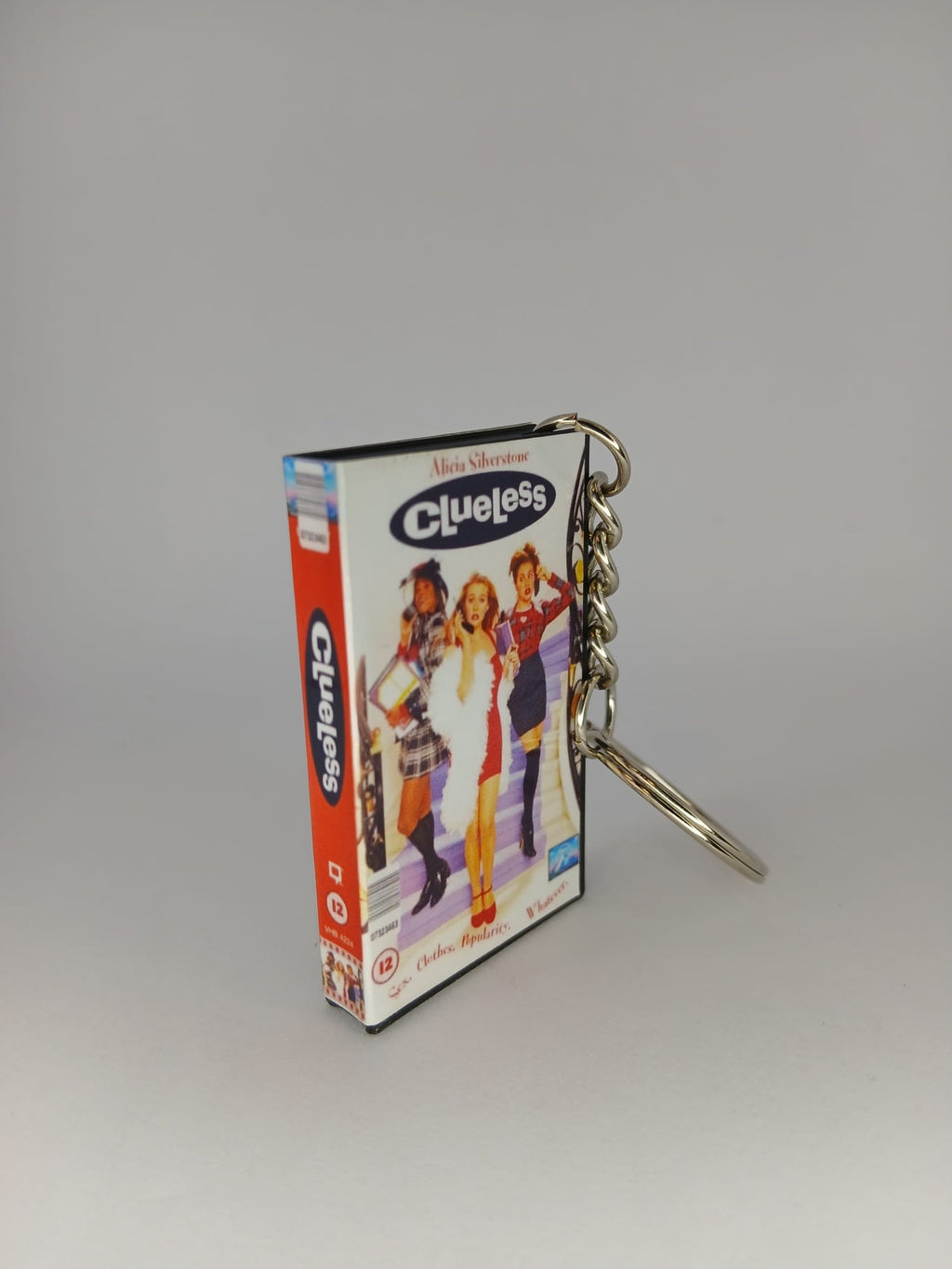 Clueless Mini VHS Keyring – back spine angle standing