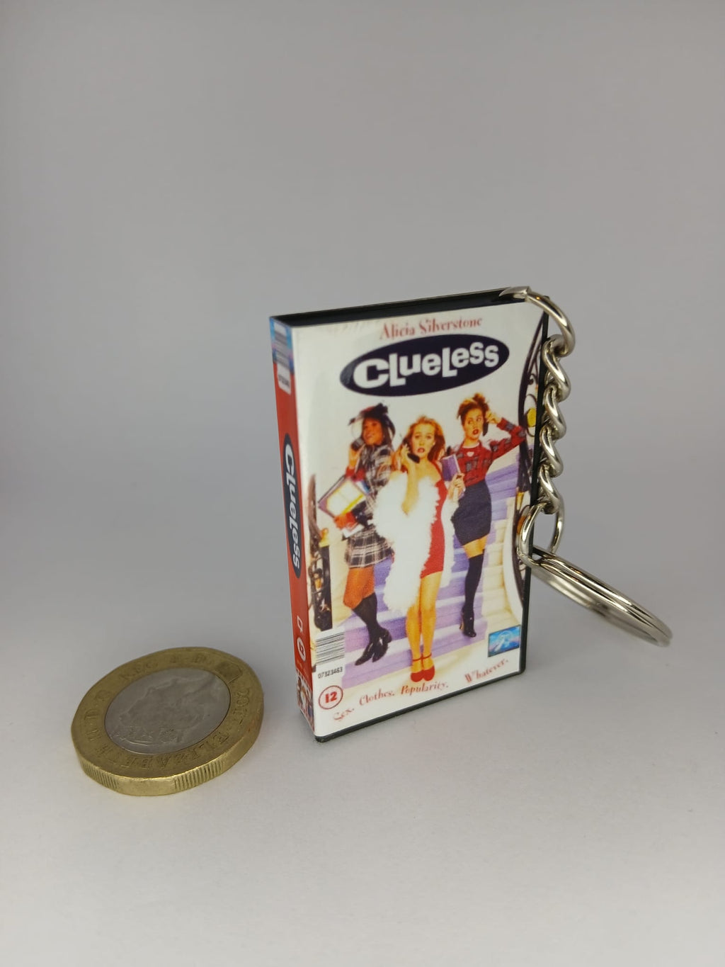 Clueless Mini VHS Keyring – flat lay front angle close