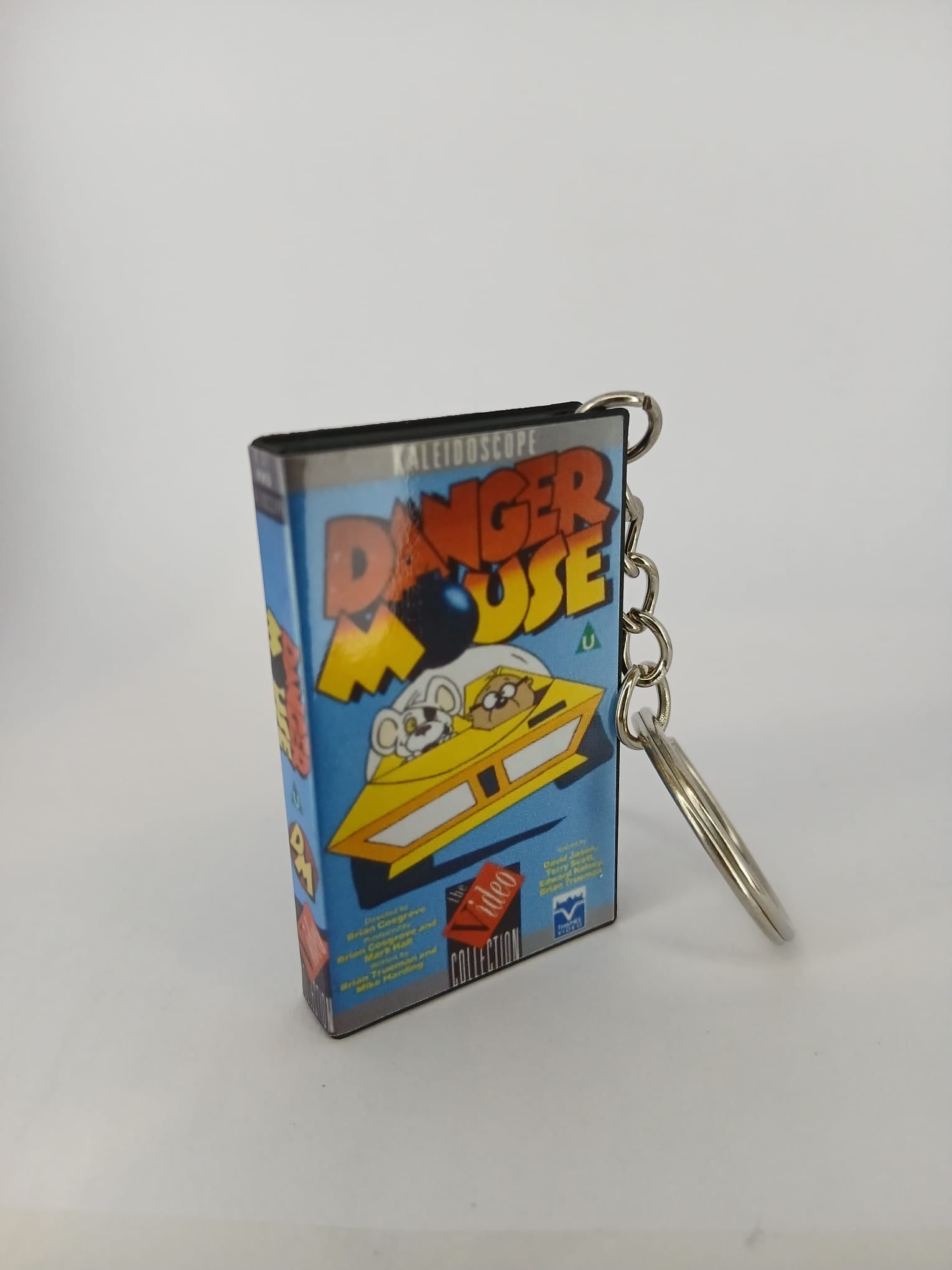 Danger Mouse VHS keyring — back cover angled view standing