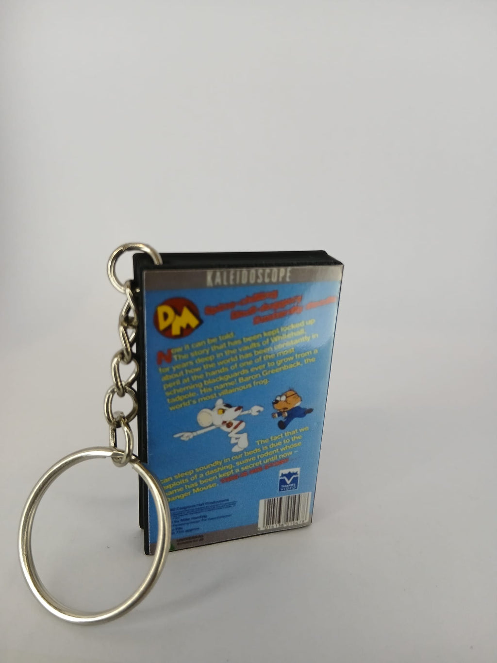 Danger Mouse VHS keyring — back cover standing angled 2