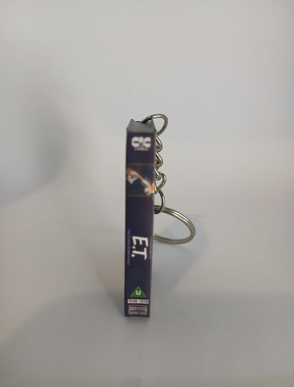 E.T. the Extra-Terrestrial Mini VHS Keyring – flat lay overhead