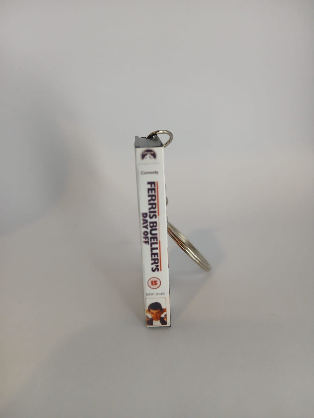 Ferris Bueller's Day Off VHS keyring flat lay