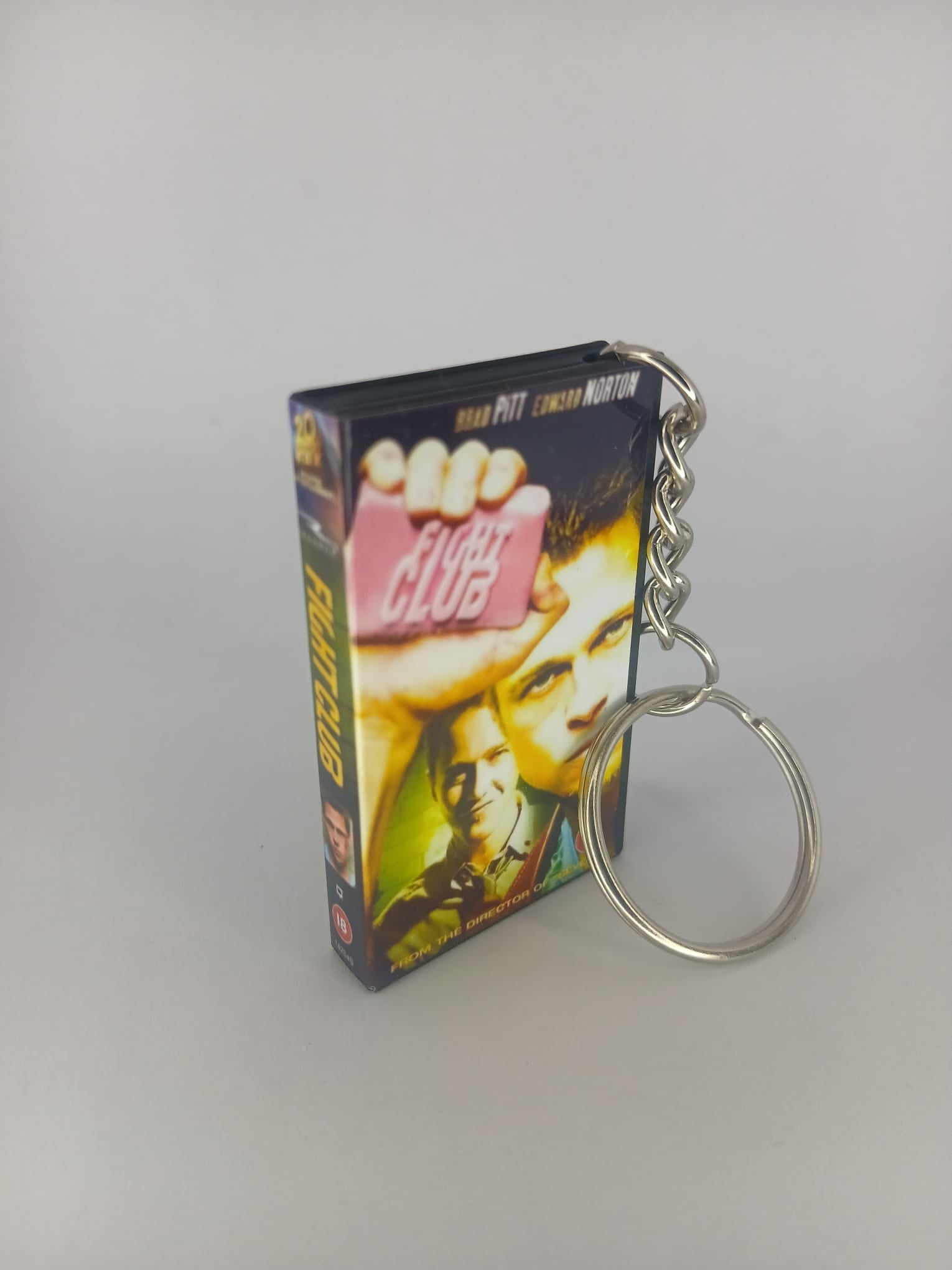 Fight Club Mini VHS Keyring – flat lay angle