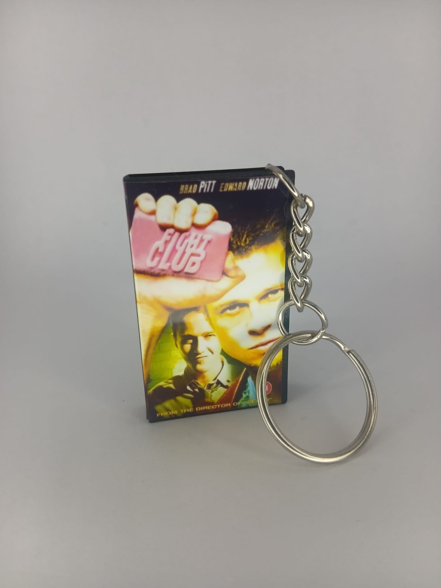 Fight Club Mini VHS Keyring – front with coin