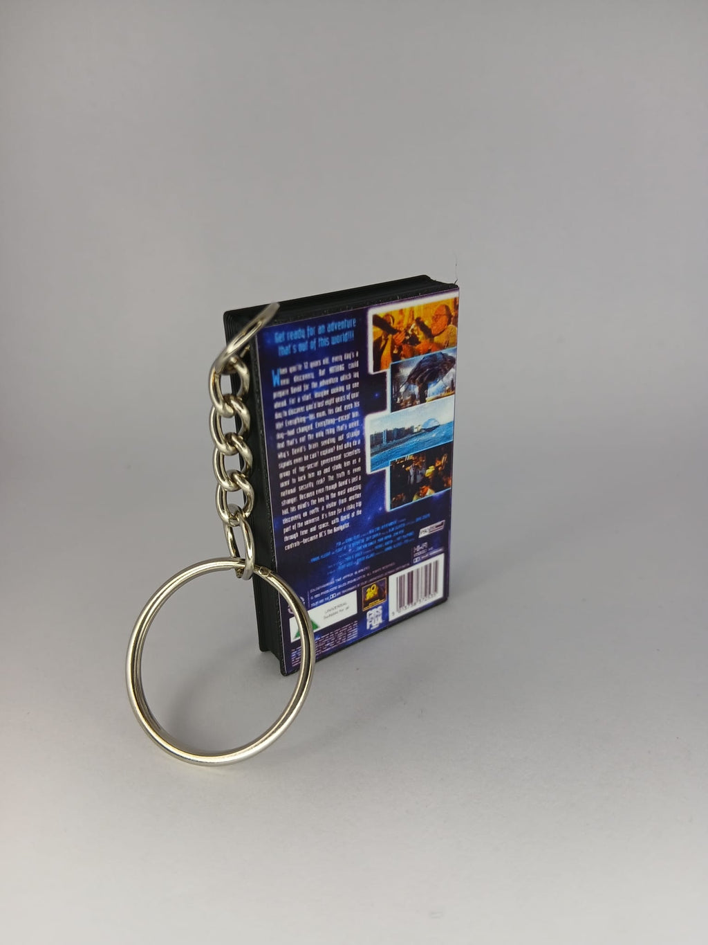 Flight of the Navigator Mini VHS Keyring – flat lay spine angle