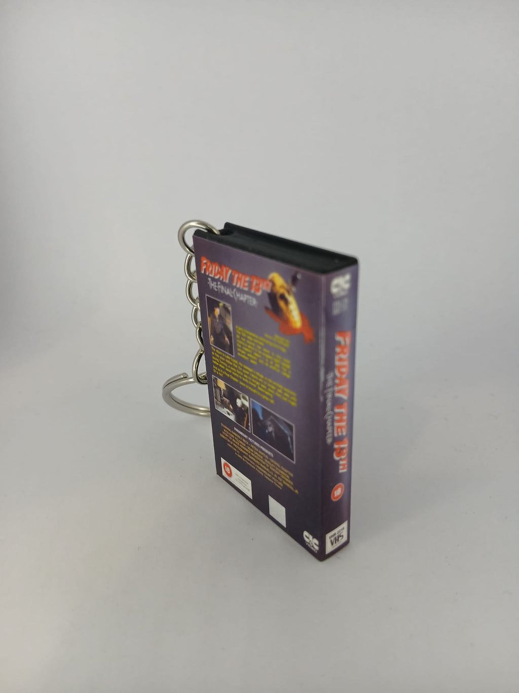 Friday the 13th The Final Chapter VHS keyring — spine view