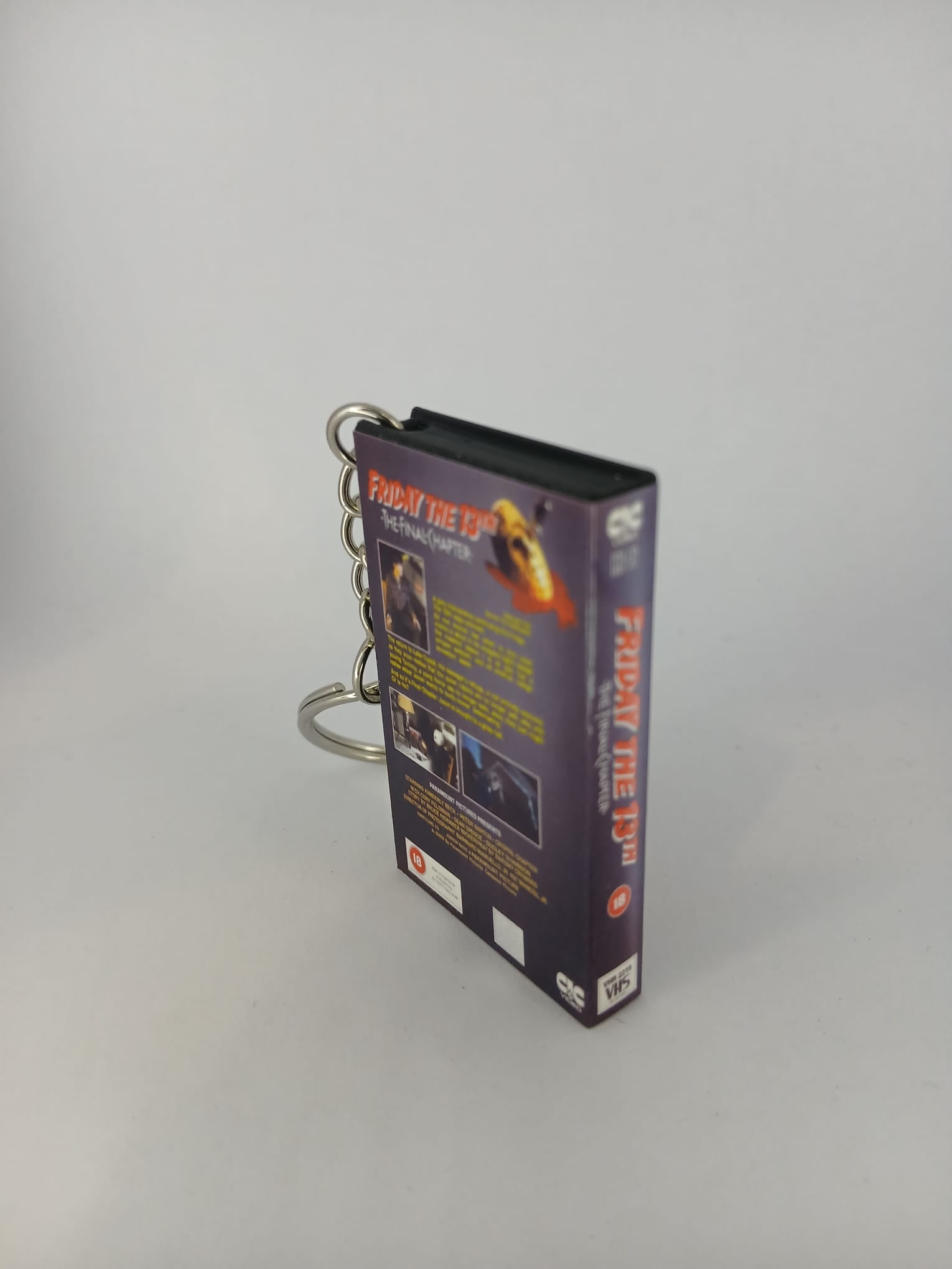 Friday the 13th The Final Chapter VHS keyring — spine view