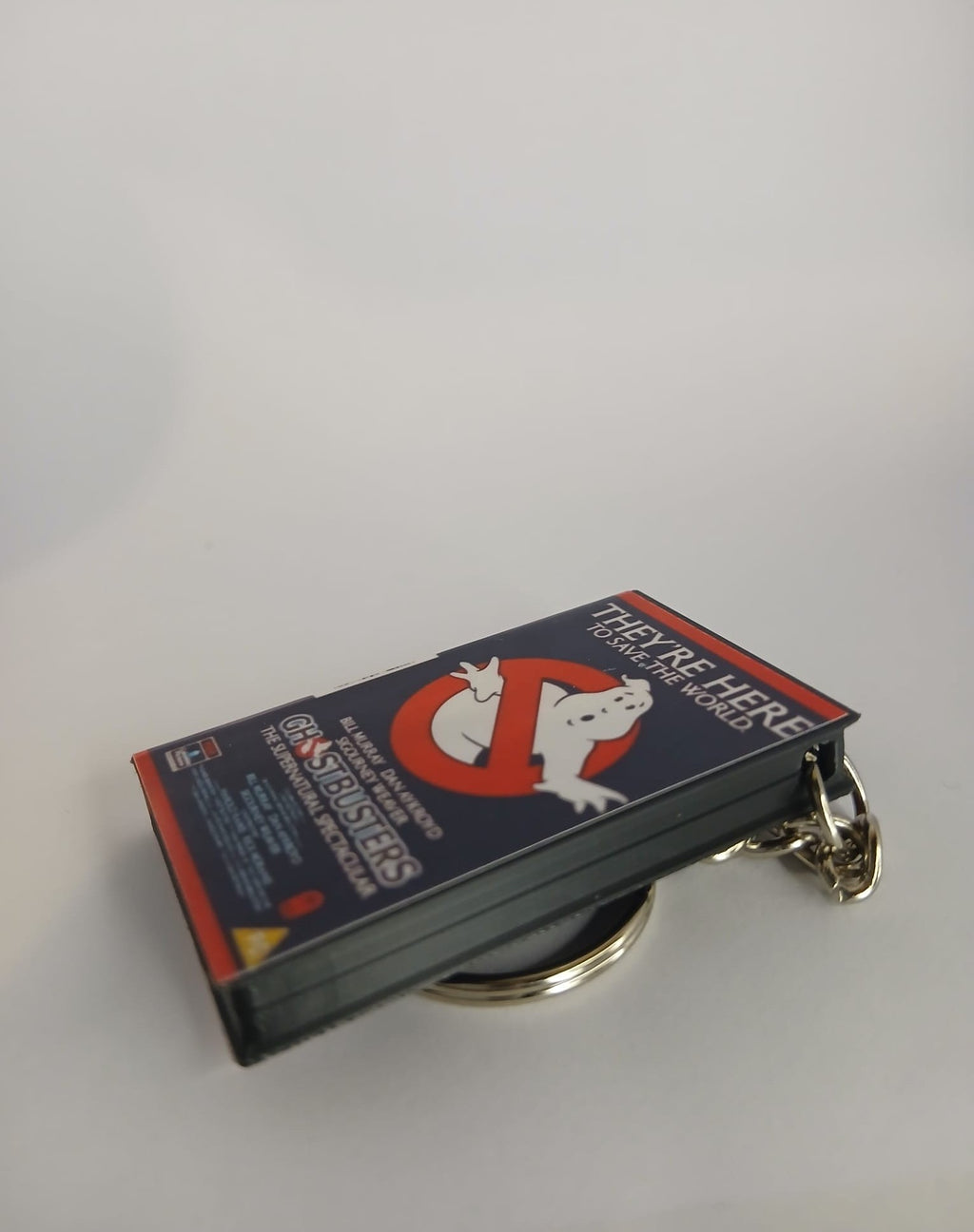 Ghostbusters Mini VHS Keyring – front close-up standing