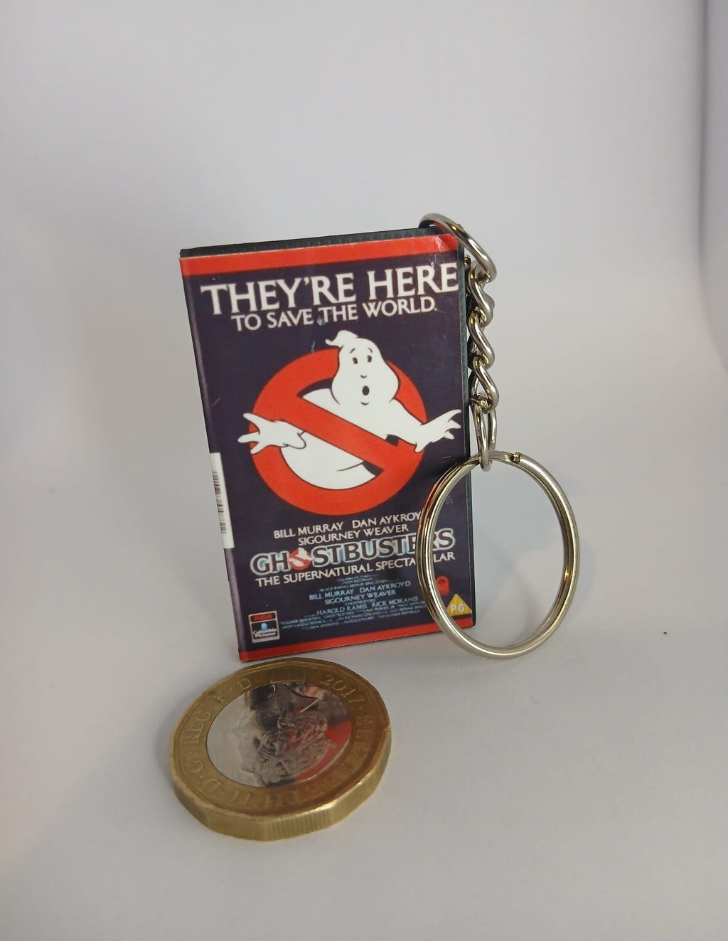 Ghostbusters Mini VHS Keyring – front view standing