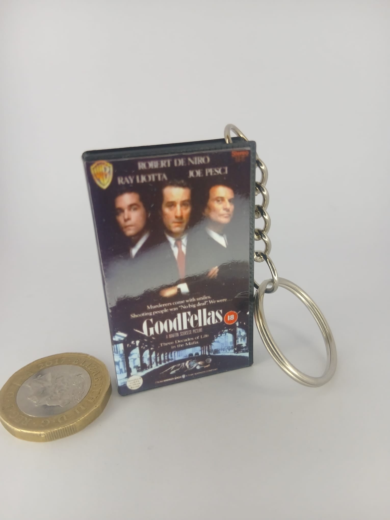 GoodFellas Mini VHS Keyring – scale with coin