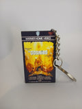 The Goonies VHS keyring — spine view standing