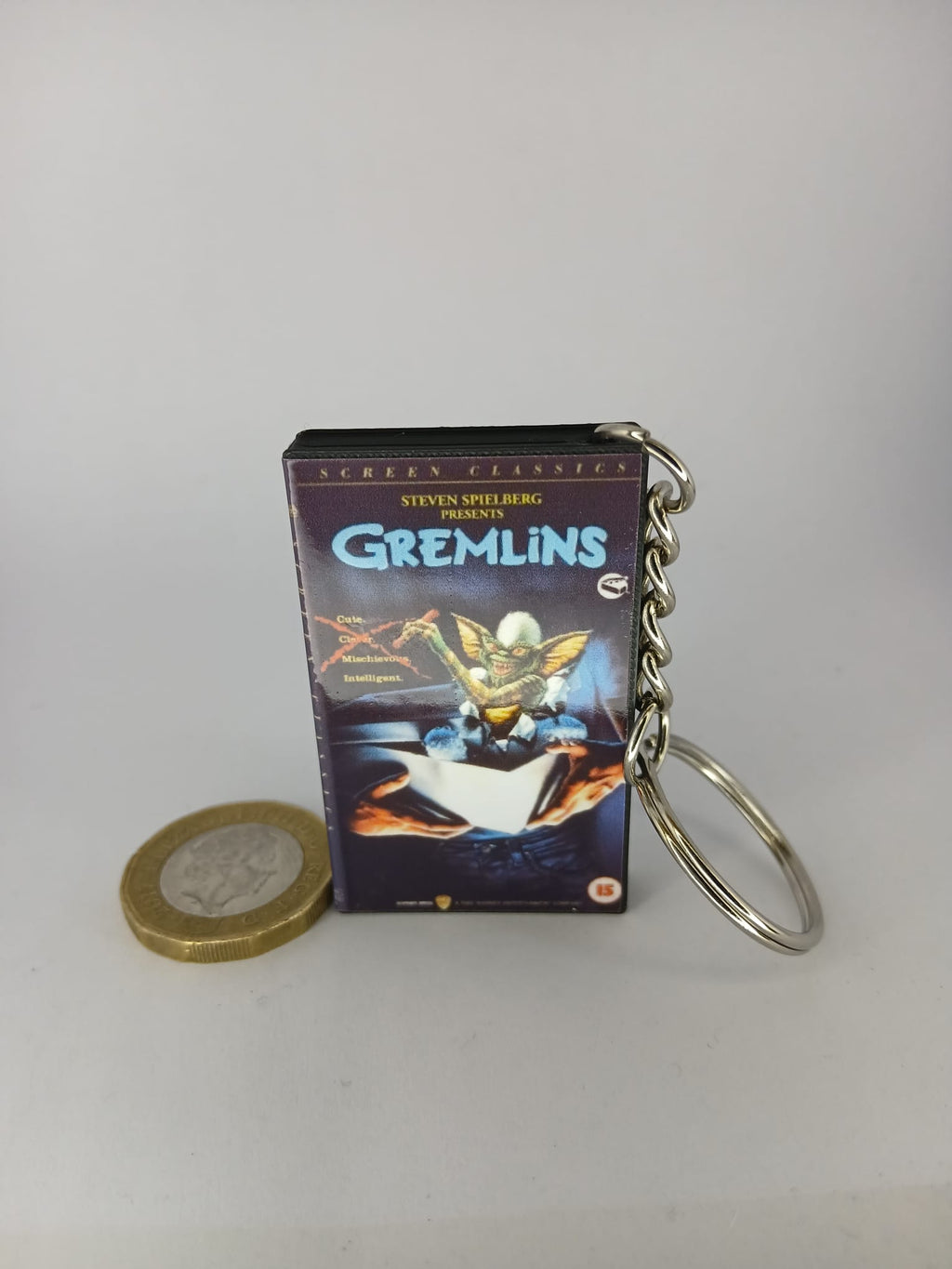 Gremlins Mini VHS Keyring – overhead view
