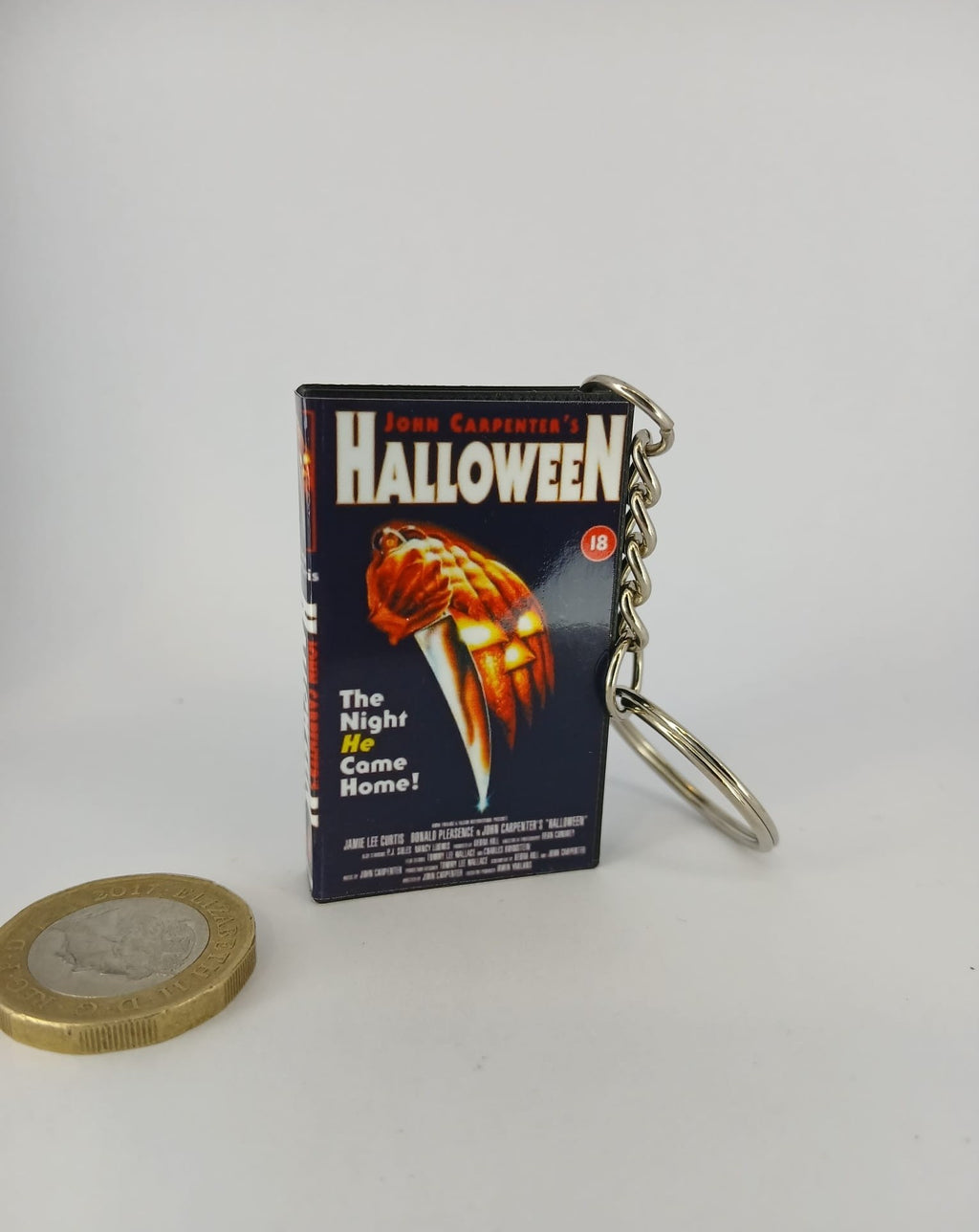 Halloween Mini VHS Keyring – front view standing
