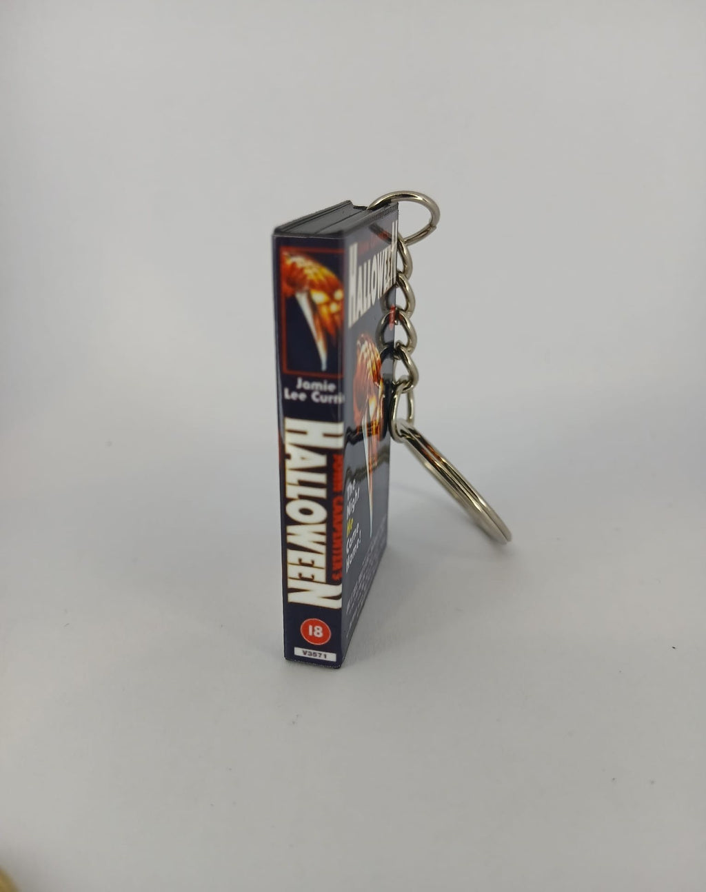 Halloween Mini VHS Keyring – back view standing