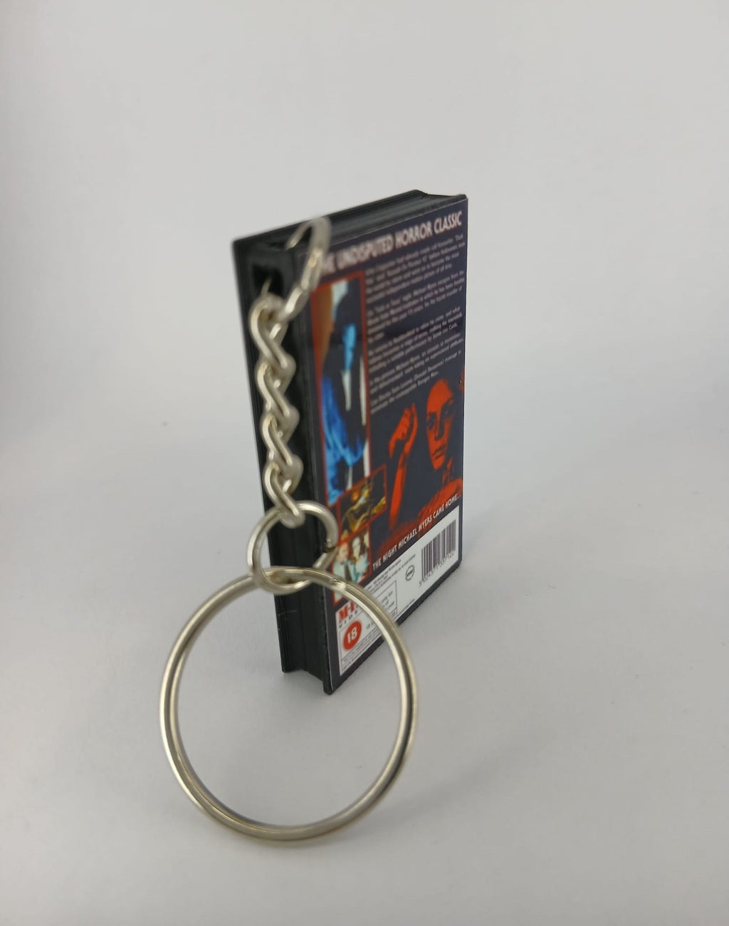 Halloween Mini VHS Keyring – front with coin standing
