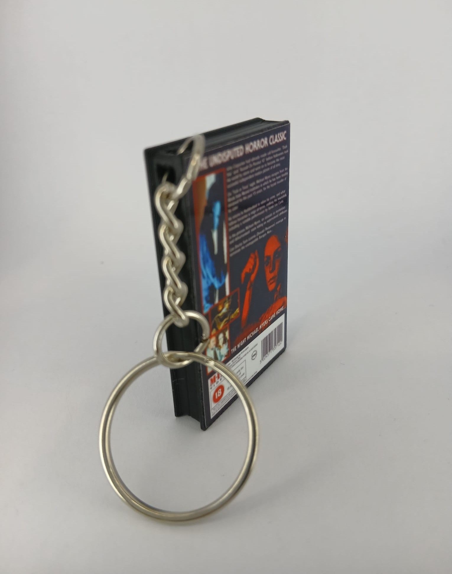 Halloween Mini VHS Keyring – front with coin standing