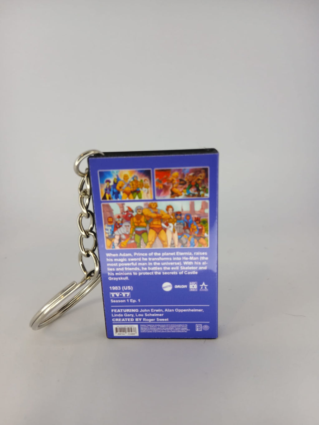 He-Man VHS keyring angle view