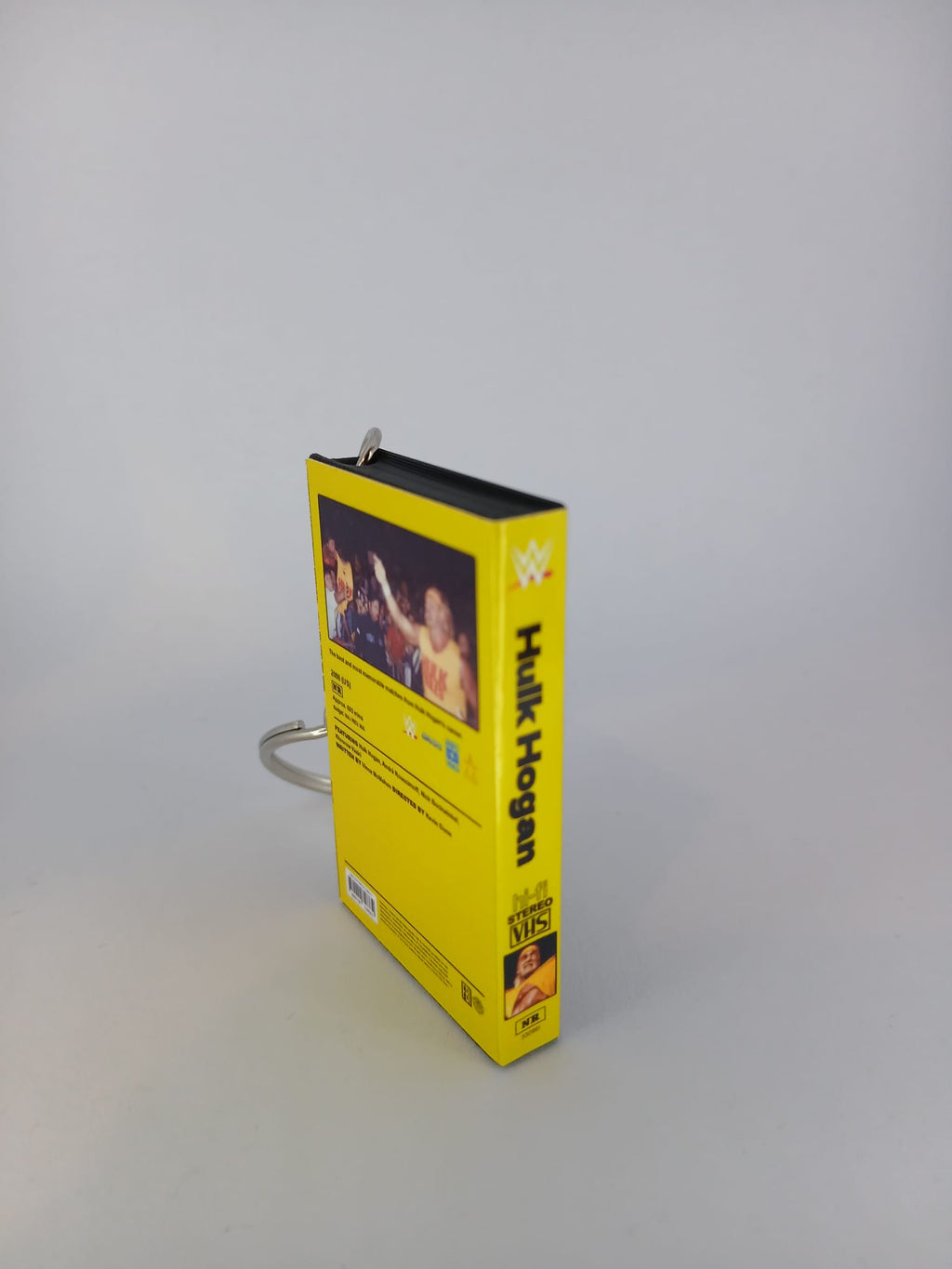 Hulk Hogan Ultimate Anthology VHS keyring — front cover flat lay angled