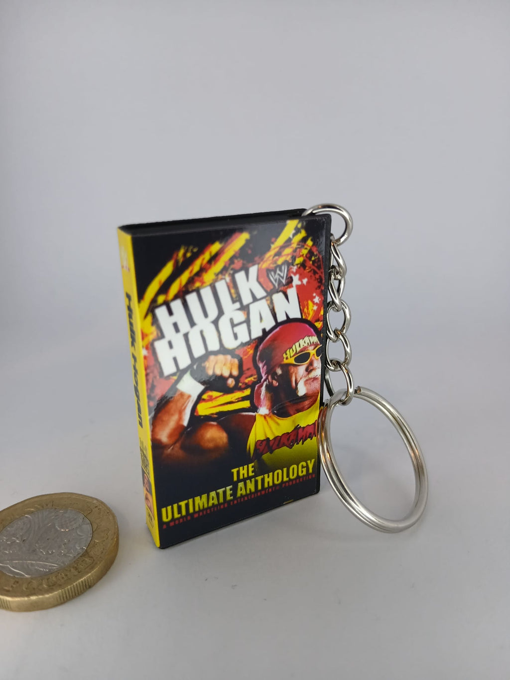 Hulk Hogan Ultimate Anthology VHS keyring — front cover close-up