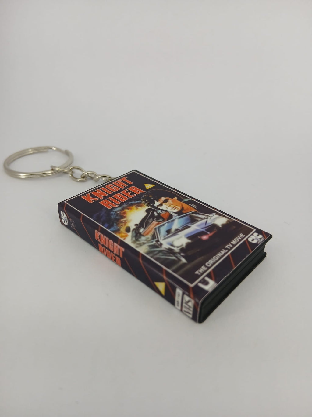 Knight Rider VHS keyring — back cover standing angled 2