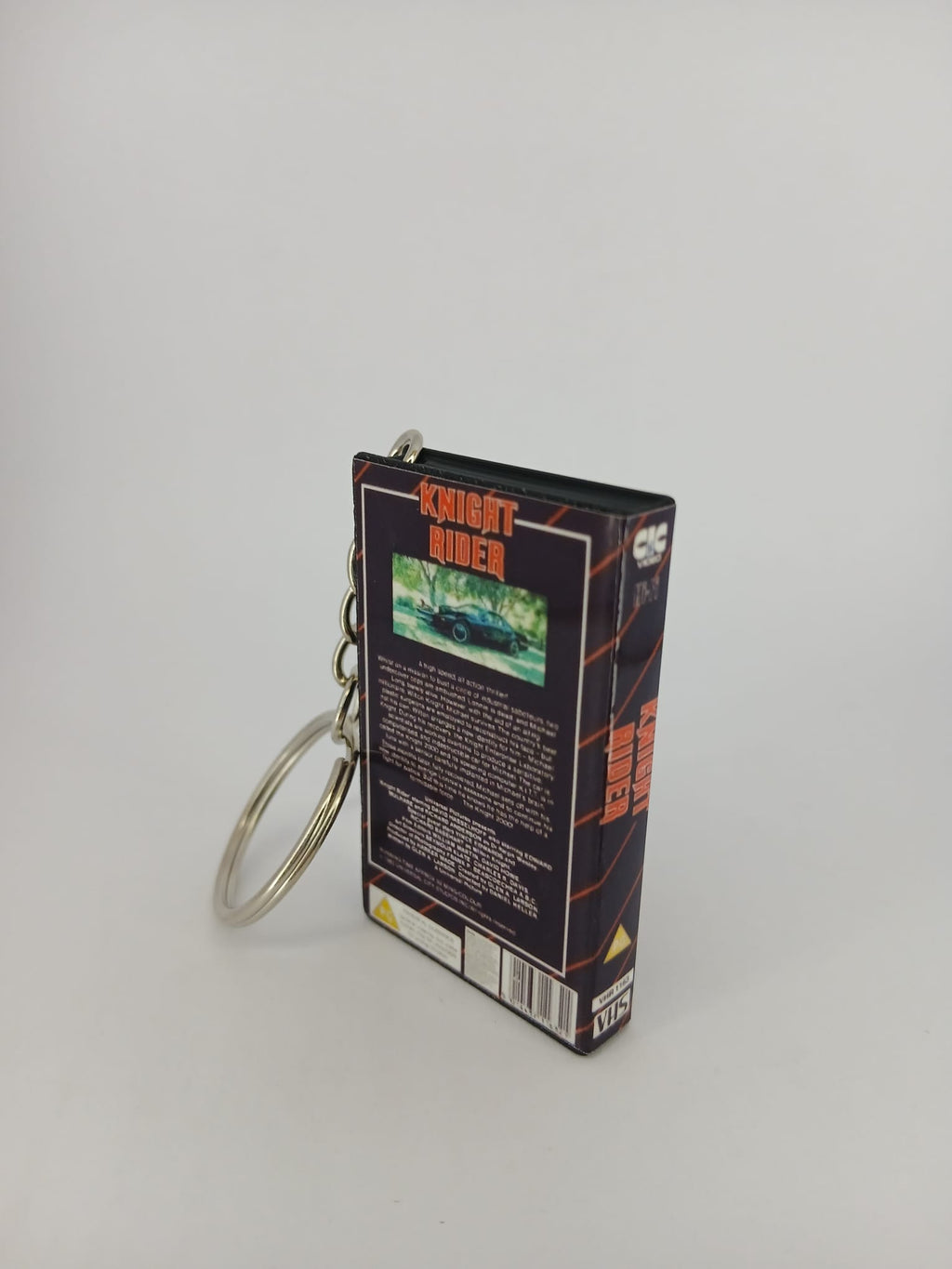 Knight Rider VHS keyring — front cover standing angled