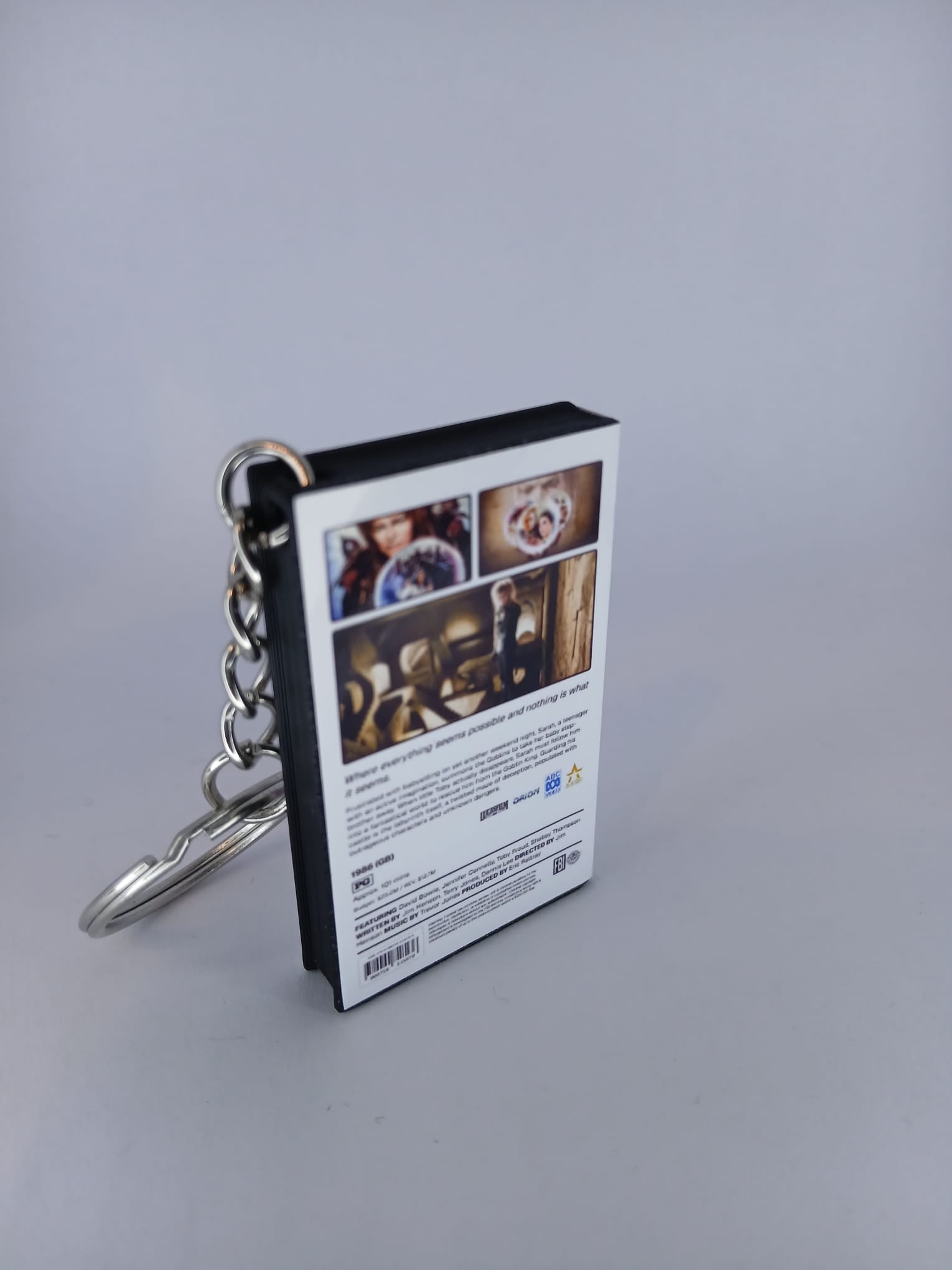 Labyrinth VHS keyring — spine view