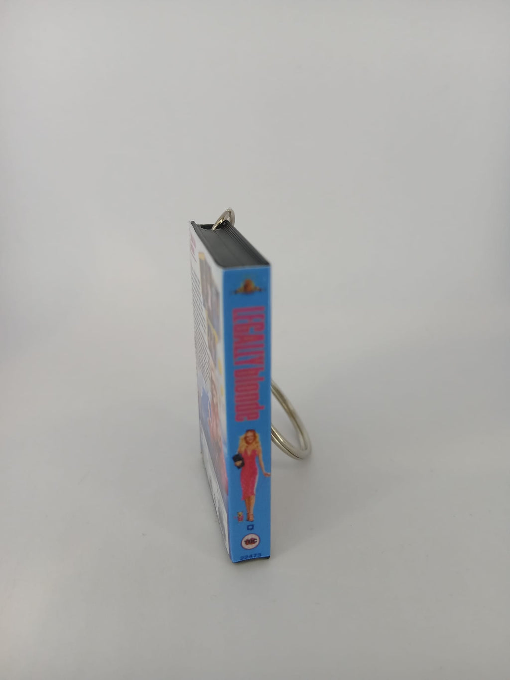 Legally Blonde VHS keyring — front cover angled standing 2