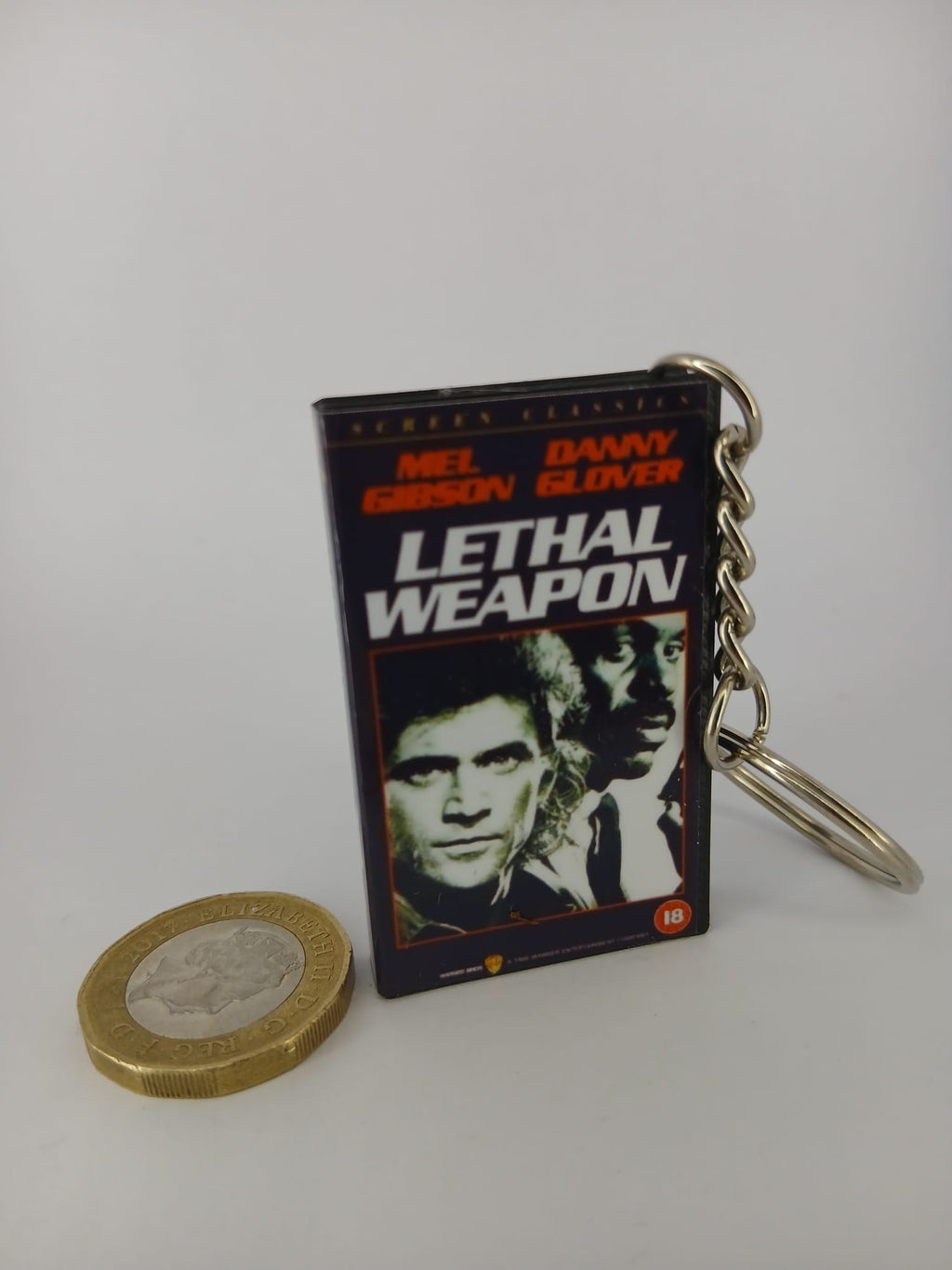 Lethal Weapon Mini VHS Keyring – flat lay angle