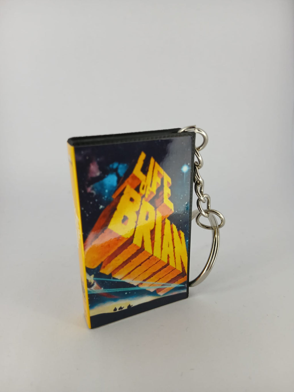 Monty Python's Life of Brian VHS keyring — front cover close-up