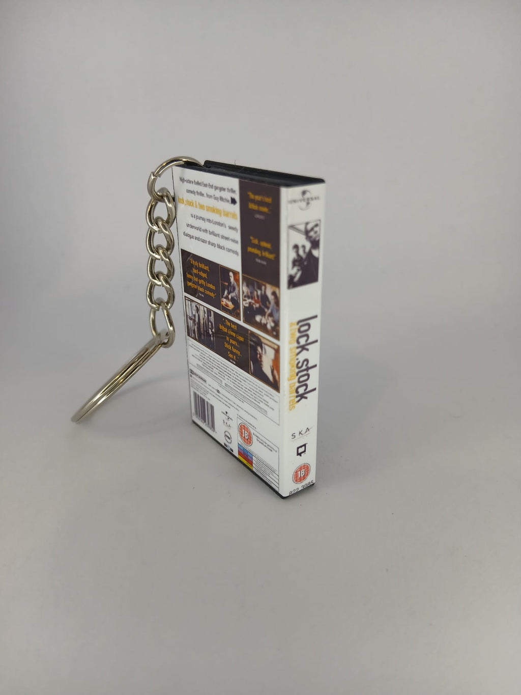 Lock, Stock and Two Smoking Barrels Mini VHS Keyring – front spine angle